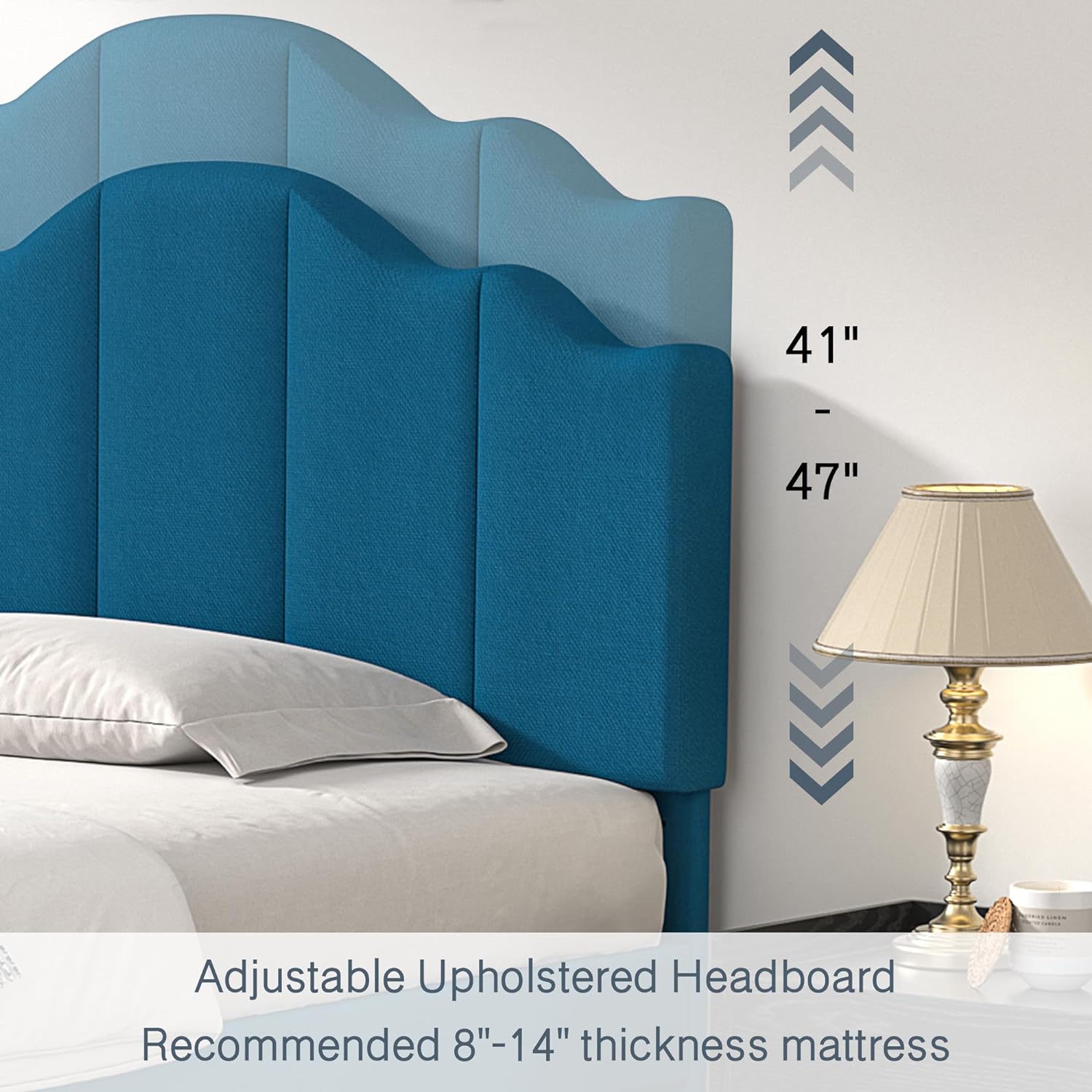 VECELO Upholstered Platform Bed,Mattress Foundation with Headboard