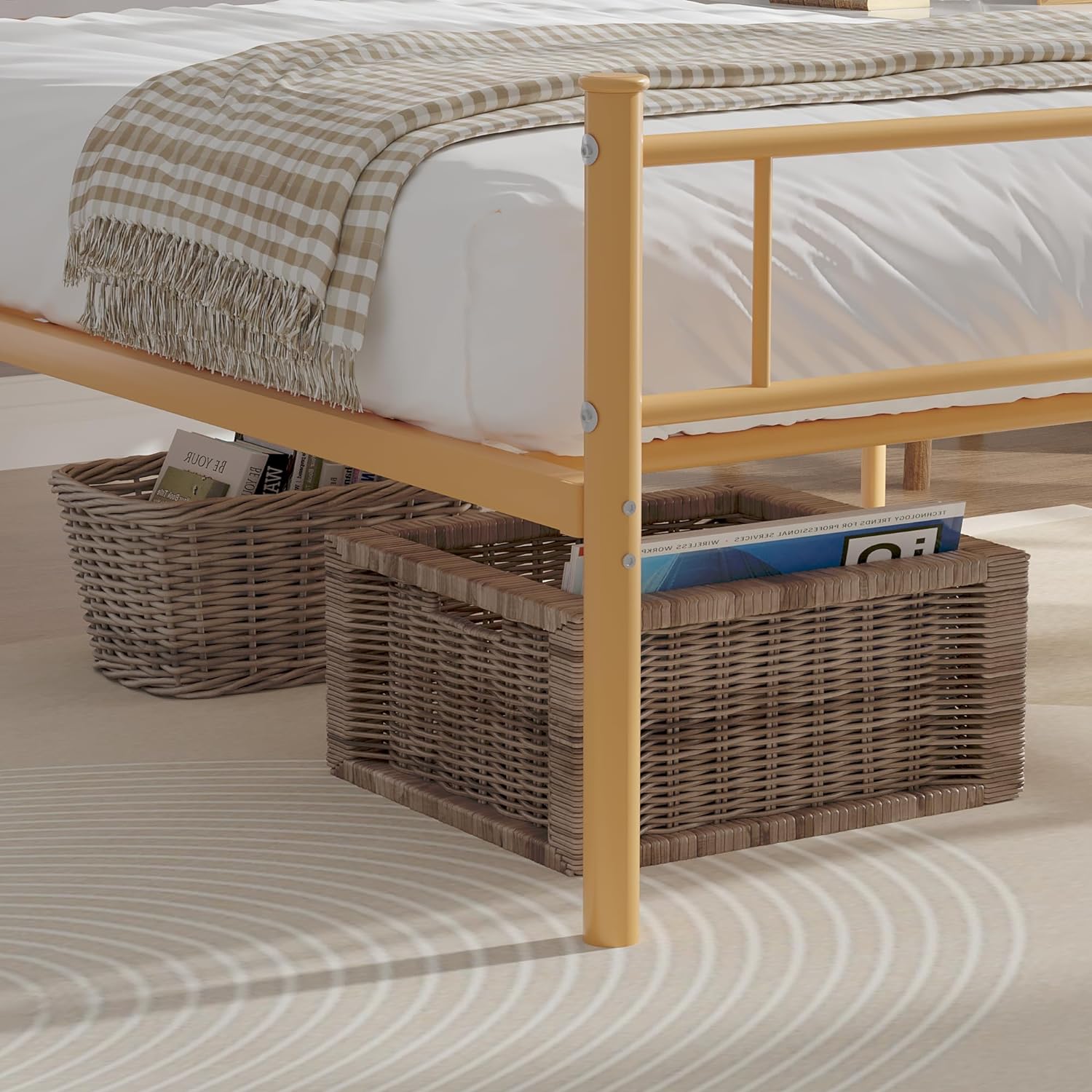 VECELO Metal Platform Bed Frame Mattress Foundation Decorative Headboard & Footboard - VECELO