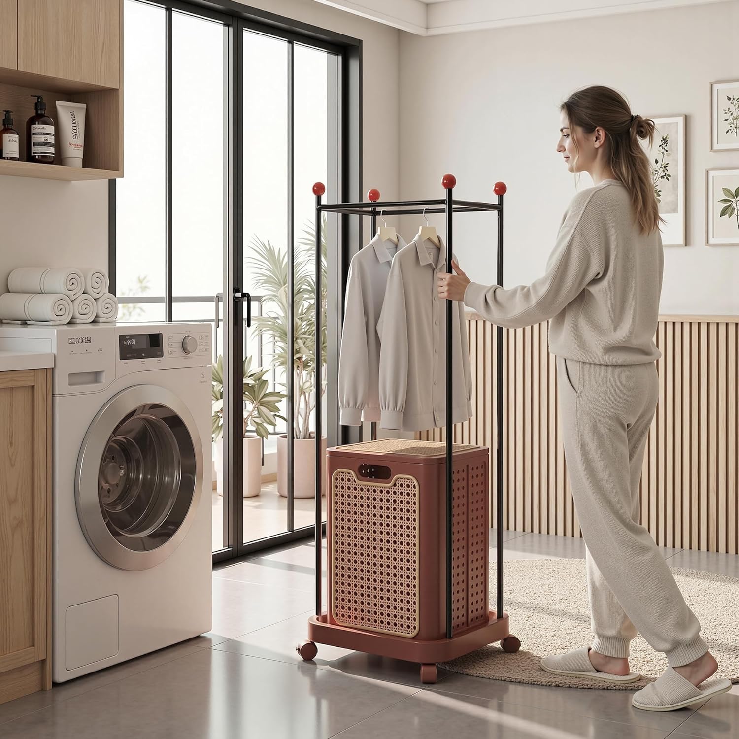 VECELO Laundry Hamper with Clothes Rack