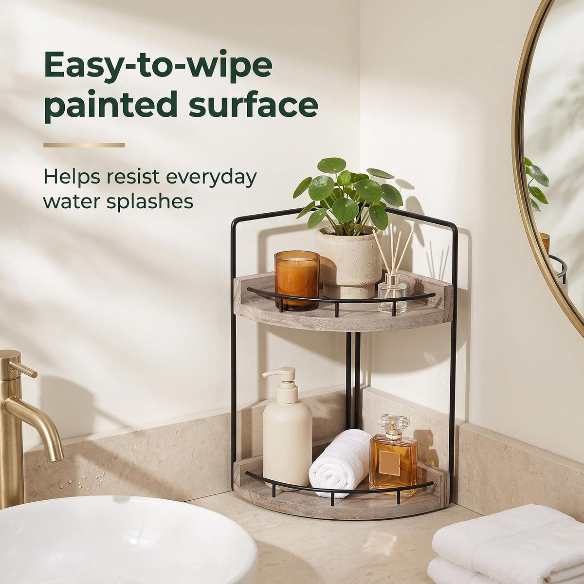 VECELO 2/3-Tier Free Standing Corner Shelf