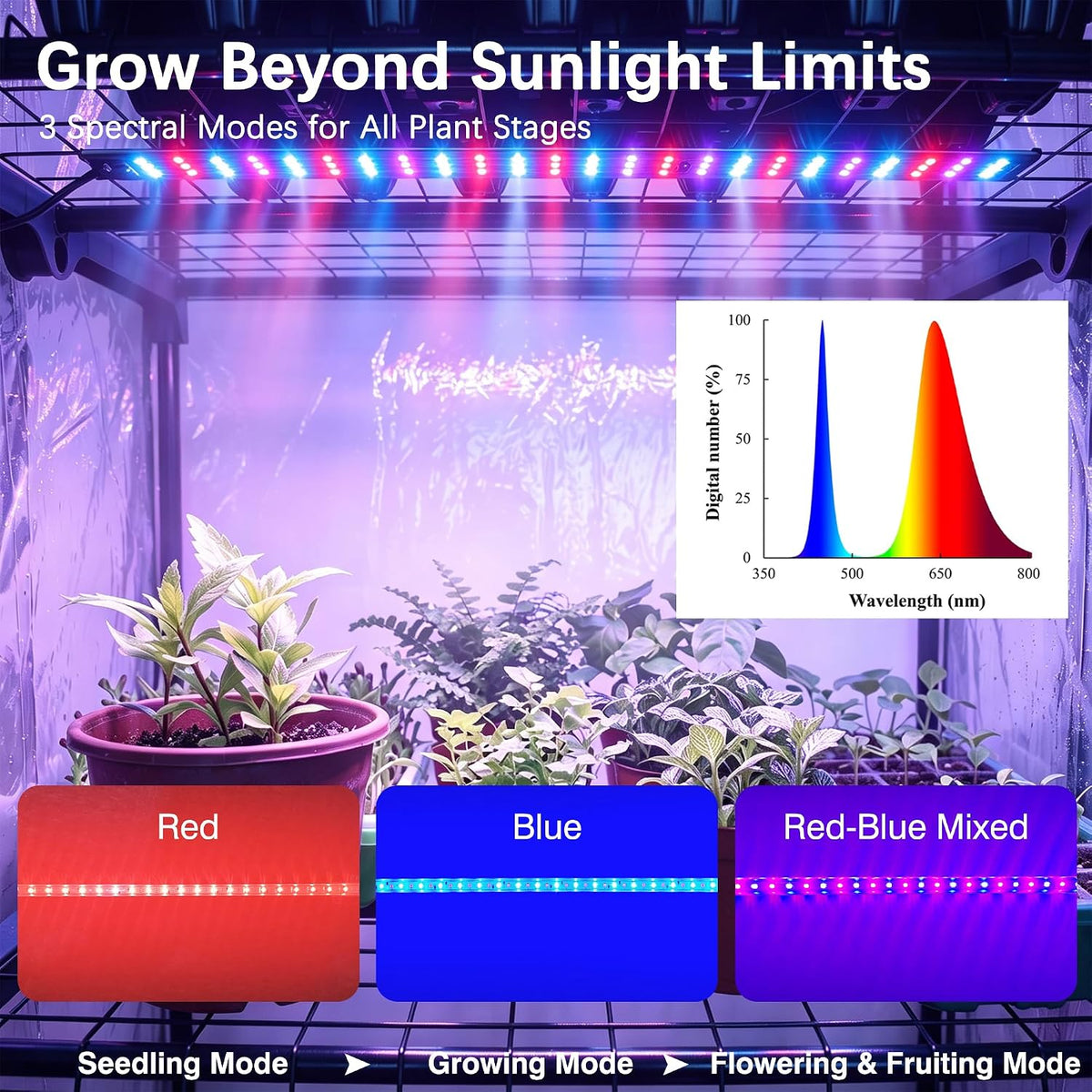 VECELO 4-Tier Greenhouse with LED Grow Light Portable Plant Green House