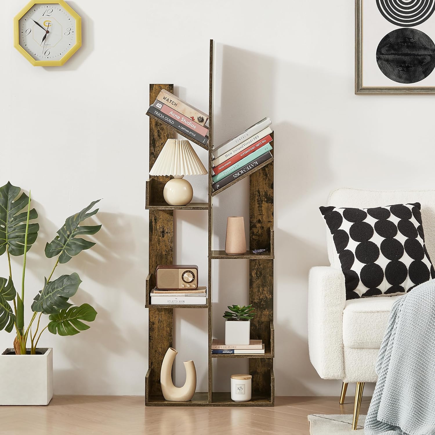 VECELO Tree Bookshelf,8 Shelf Storages Bookcase