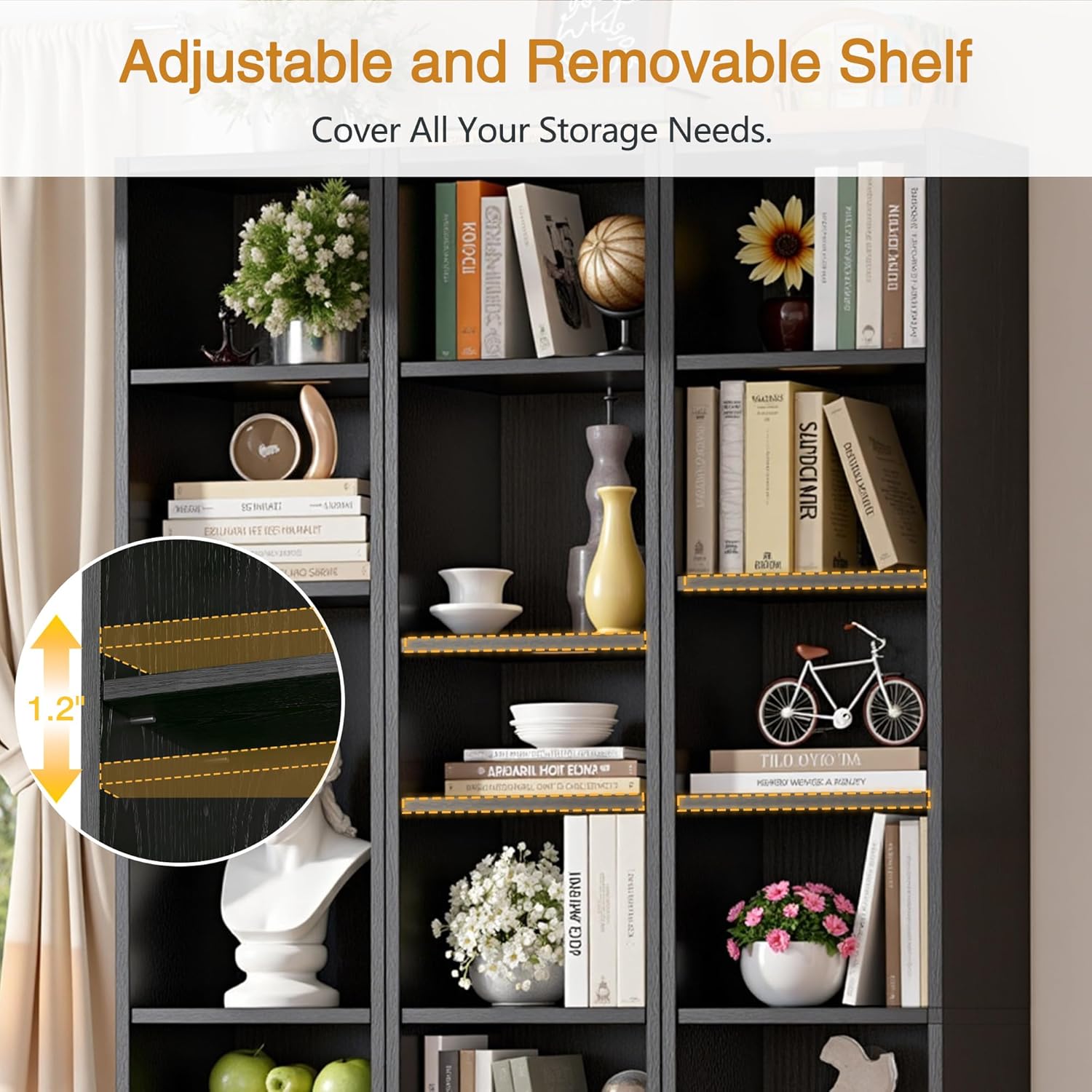 VECELO 8-Tier Tall Narrow Bookshelf