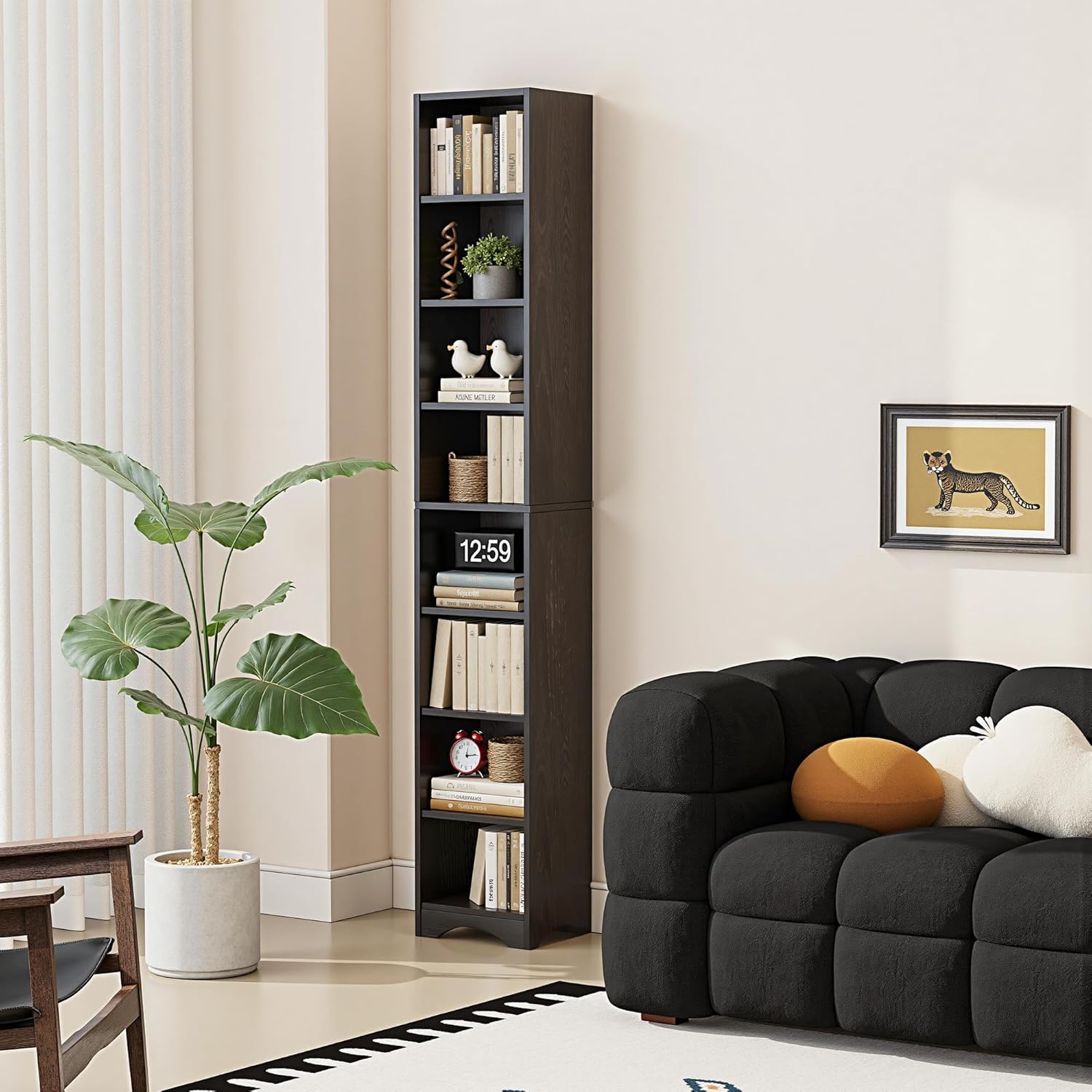 VECELO 8-Tier Tall Narrow Bookshelf