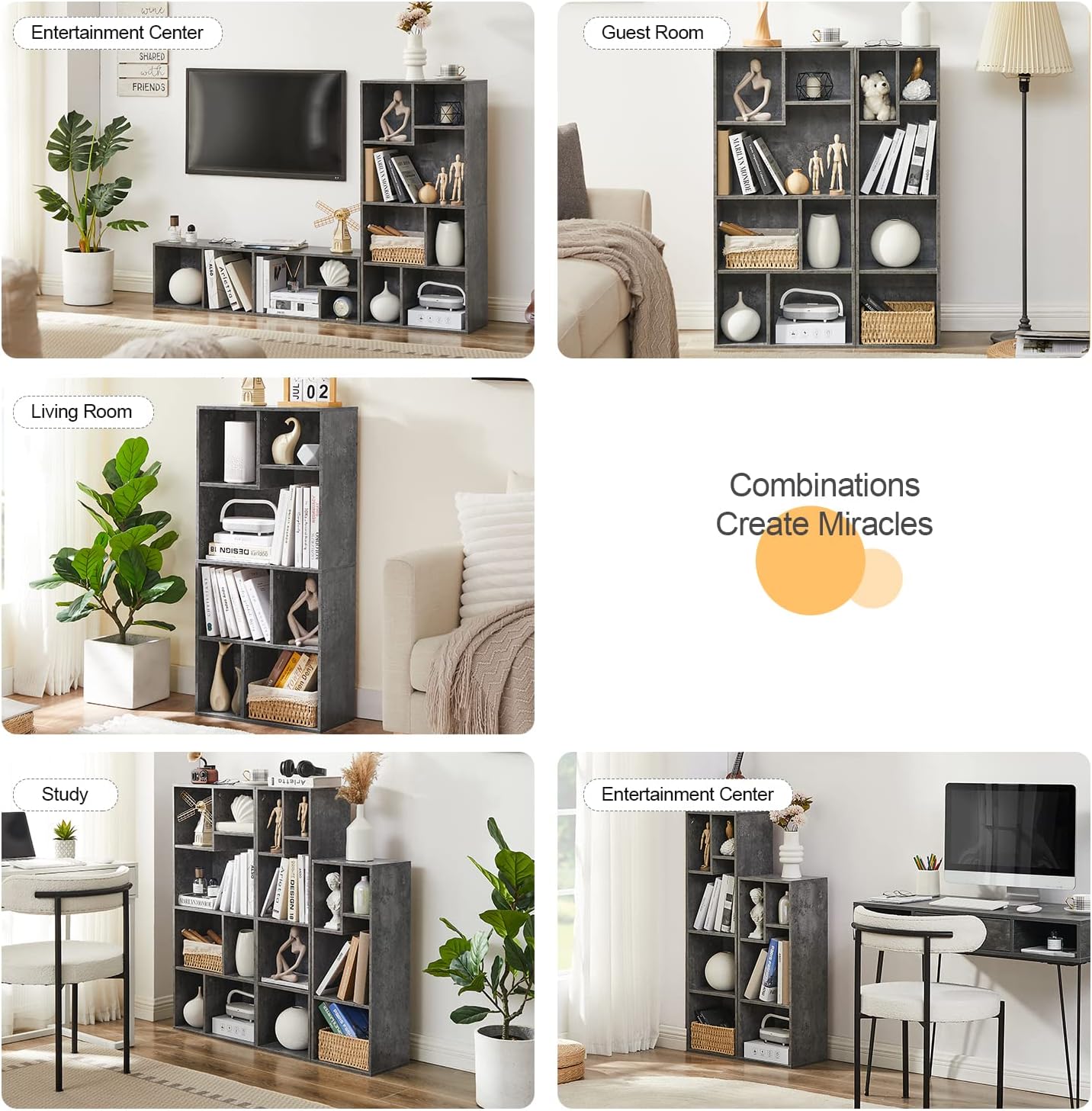 VECELO 3-Cube Wide Open Bookcase, Small Bookshelf 2-Tier Storage Organizer - VECELO