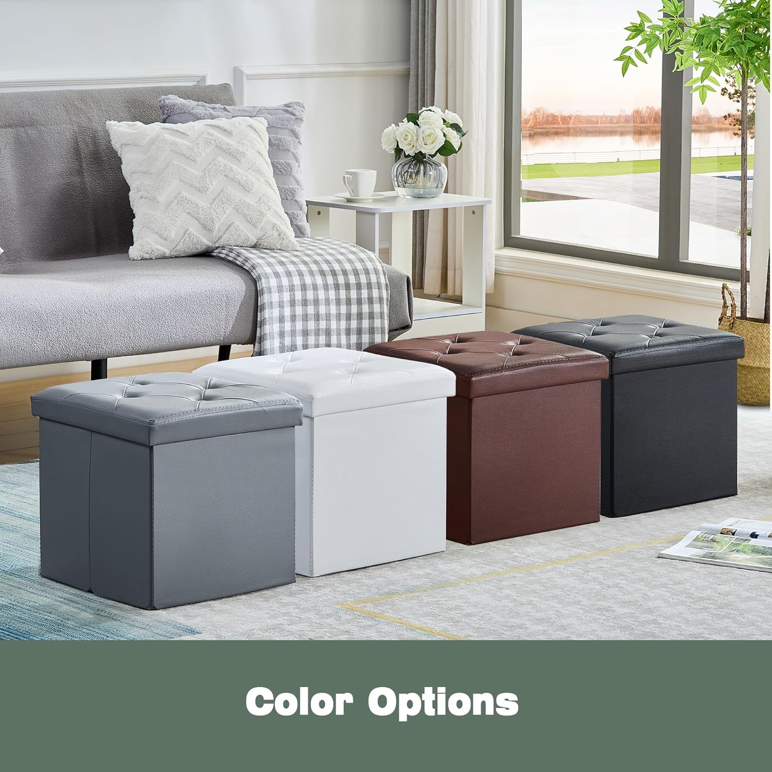 VECELO Storage Ottoman Bench End of Bed 43'' Footstool Footrest Stool Shoestool - VECELO