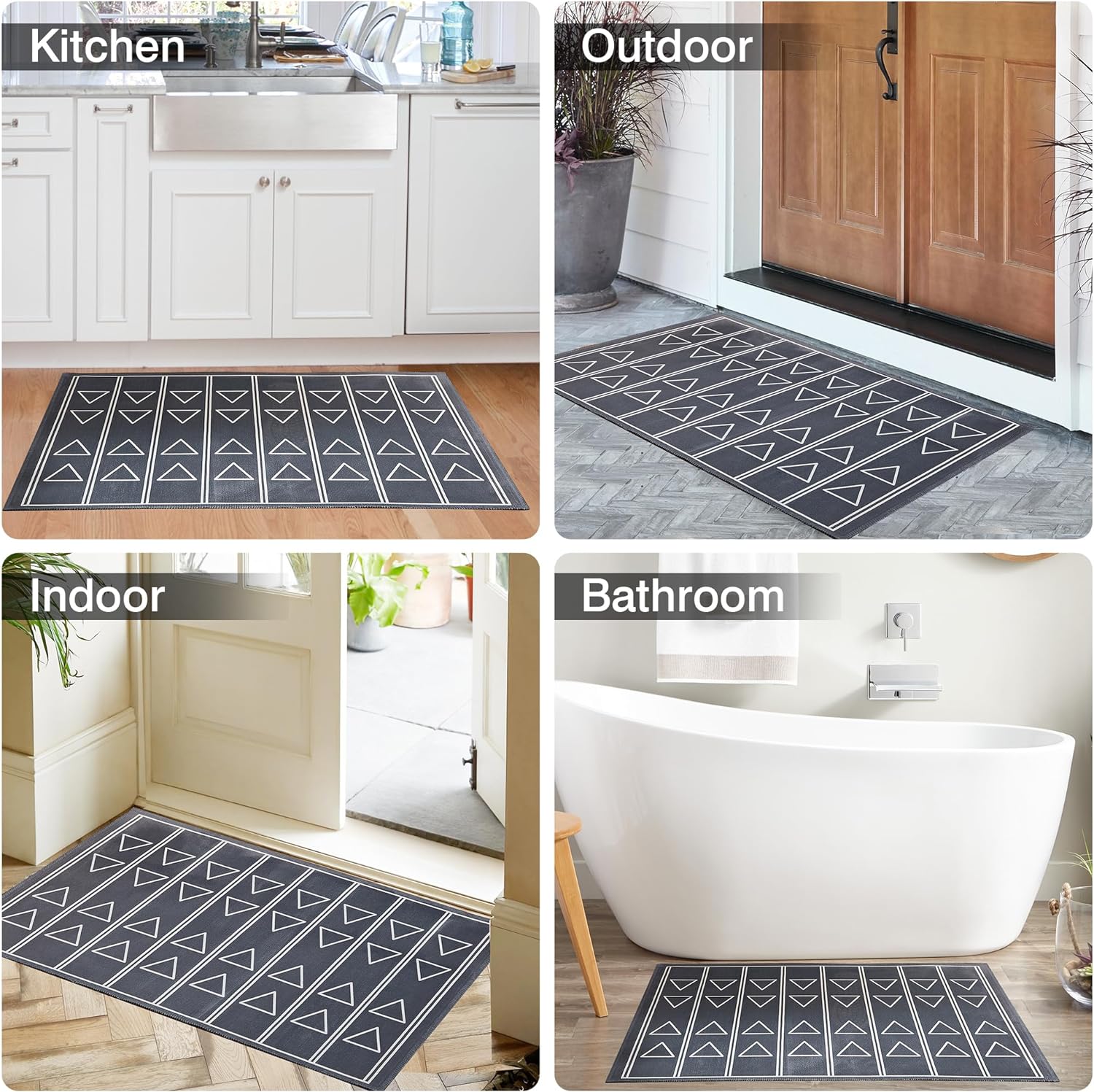 VECELO Outdoor Front Door Mat Outside Entrance, Low-Profile Welcome Mat - VECELO