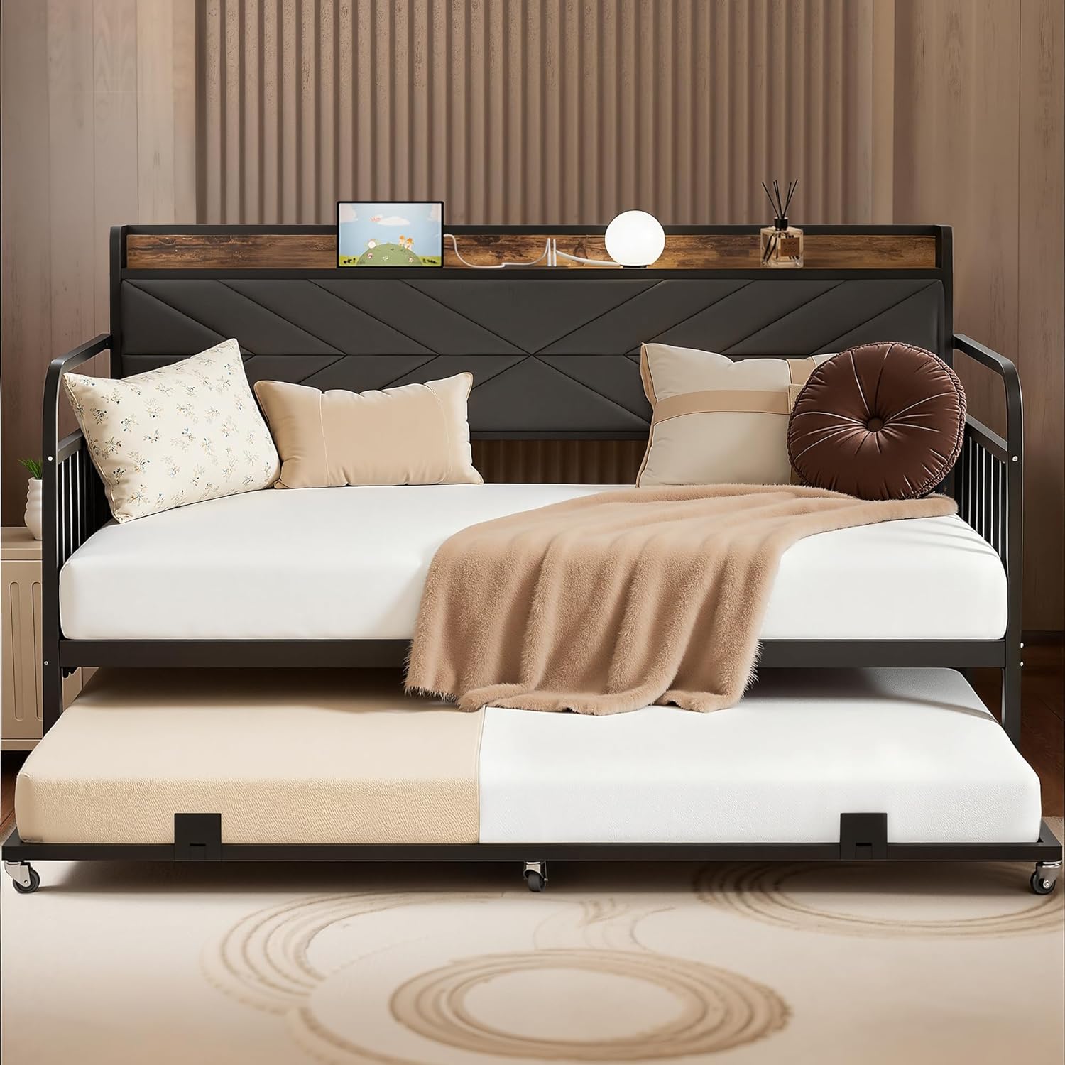 VECELO Twin Daybed with Trundle