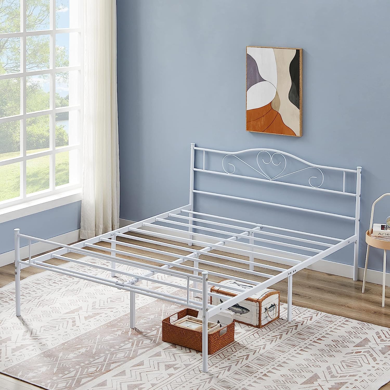 VECELO Metal Platform Bed Frame Mattress Foundation Decorative Headboard & Footboard - VECELO