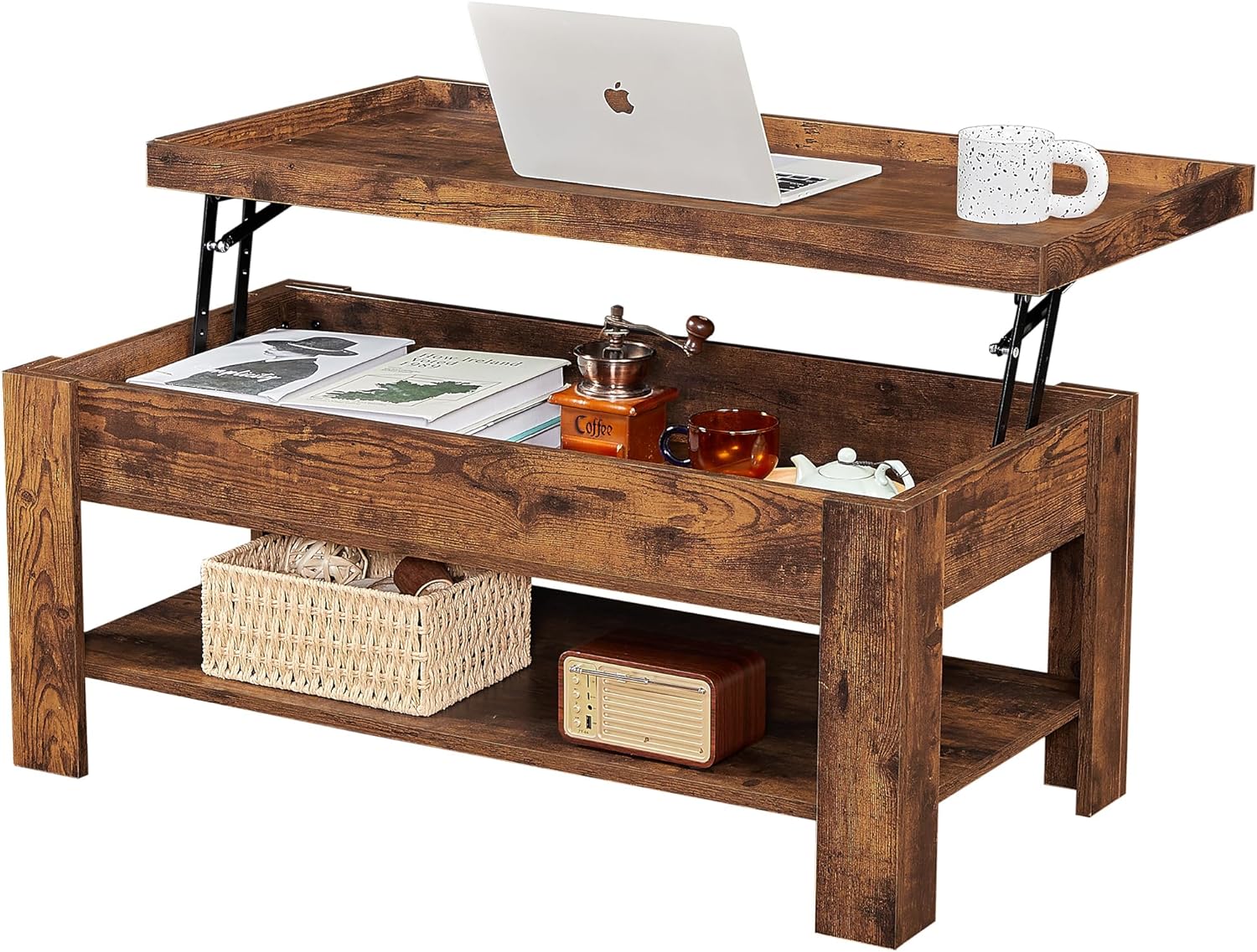 VECELO Lift Top Coffee Table with Storage Shelf