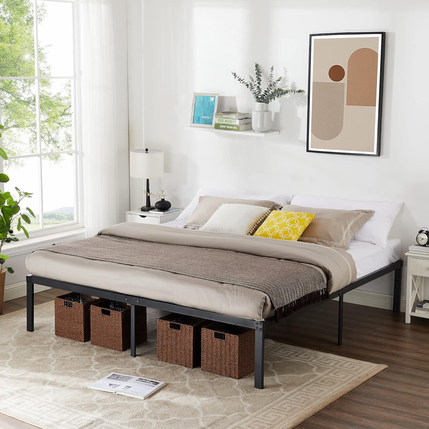 VECELO Metal Platform Bed Frame Heavy Duty Steel Slat, No Box Spring Needed