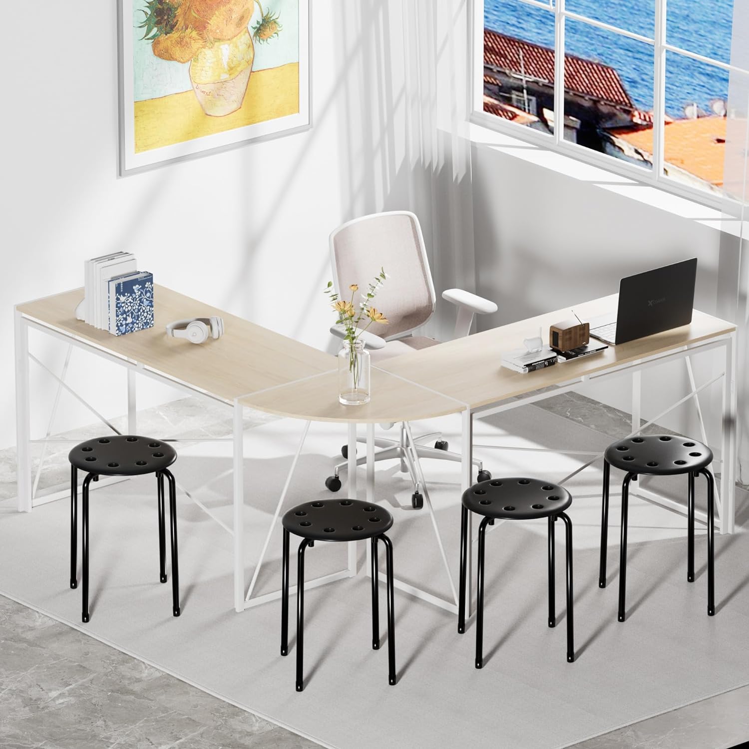 VECELO 6-Piece Stacking Stools, 17.7 Inch Standard Height - VECELO