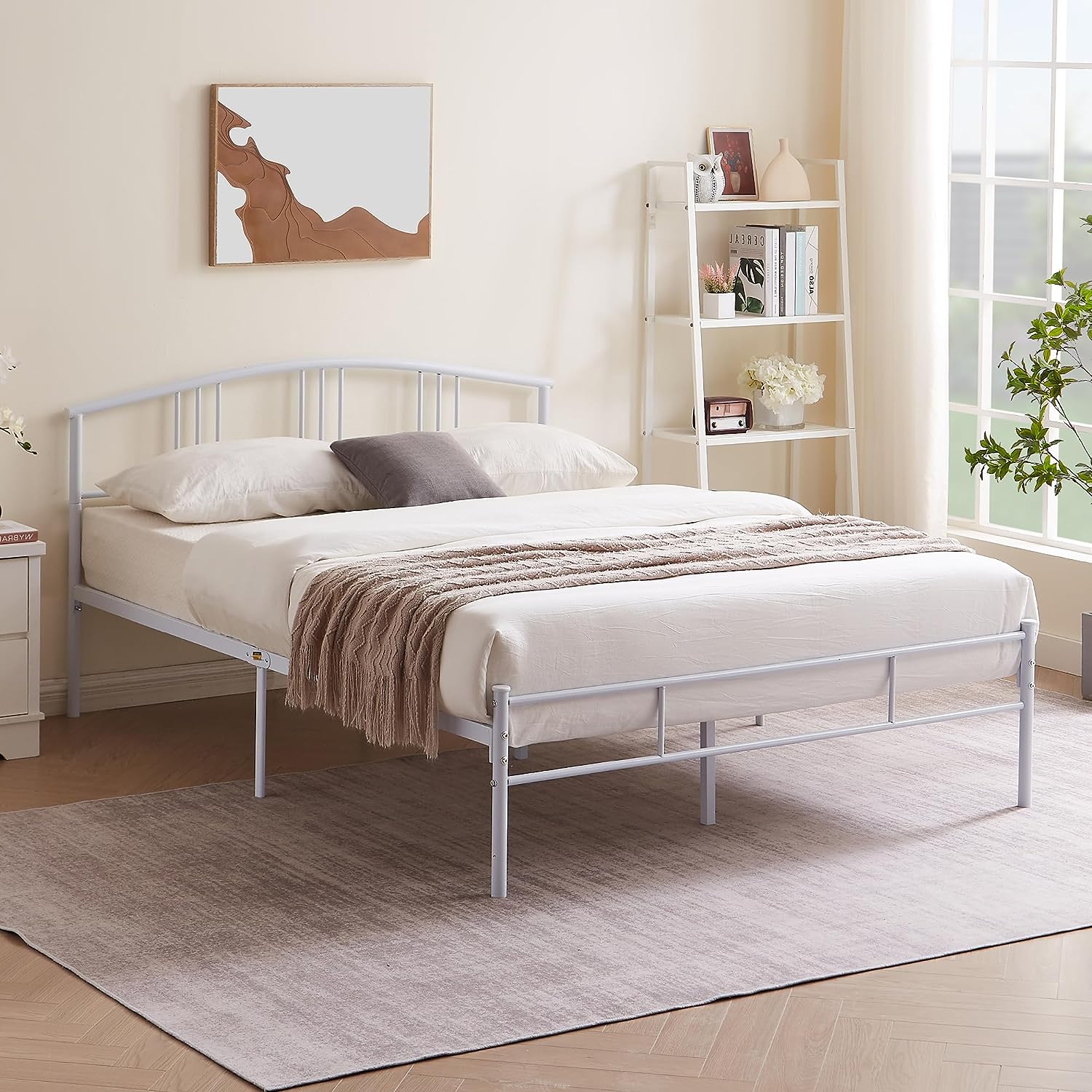 VECELO Modern Metal Bed Frame Mattress Foundation with curve headboard and Footboard - VECELO