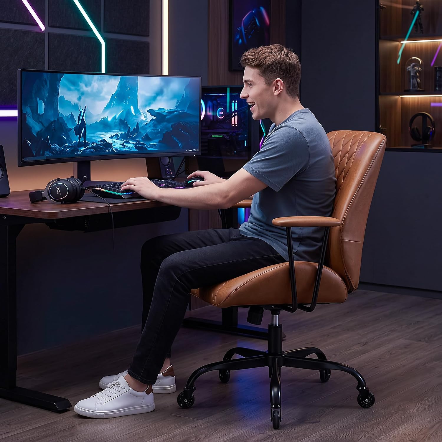 VECELO Ergonomic Office Chair with Removable Armrests