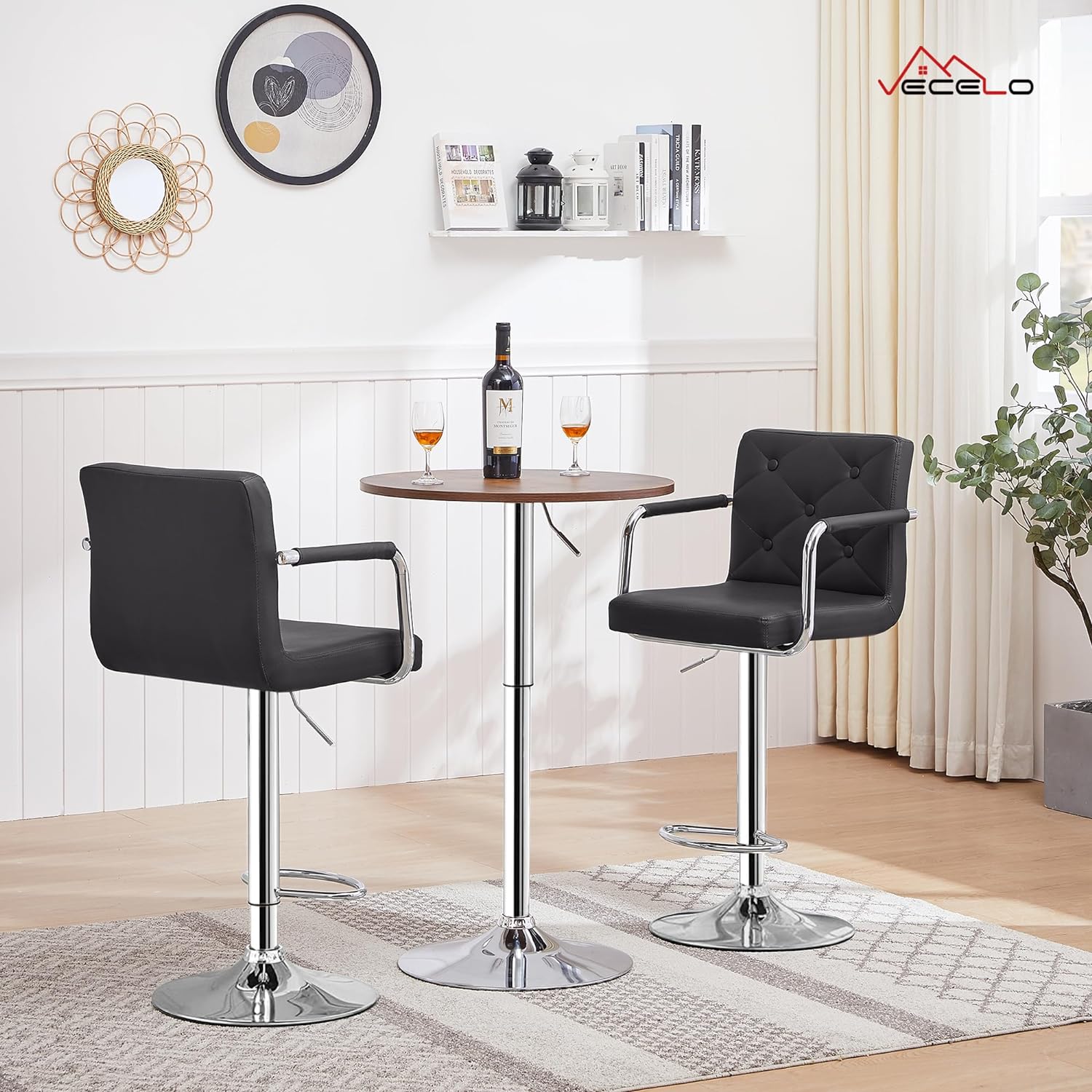 VECELO Adjustable Counter Height Bar Stools Set of 2 - VECELO