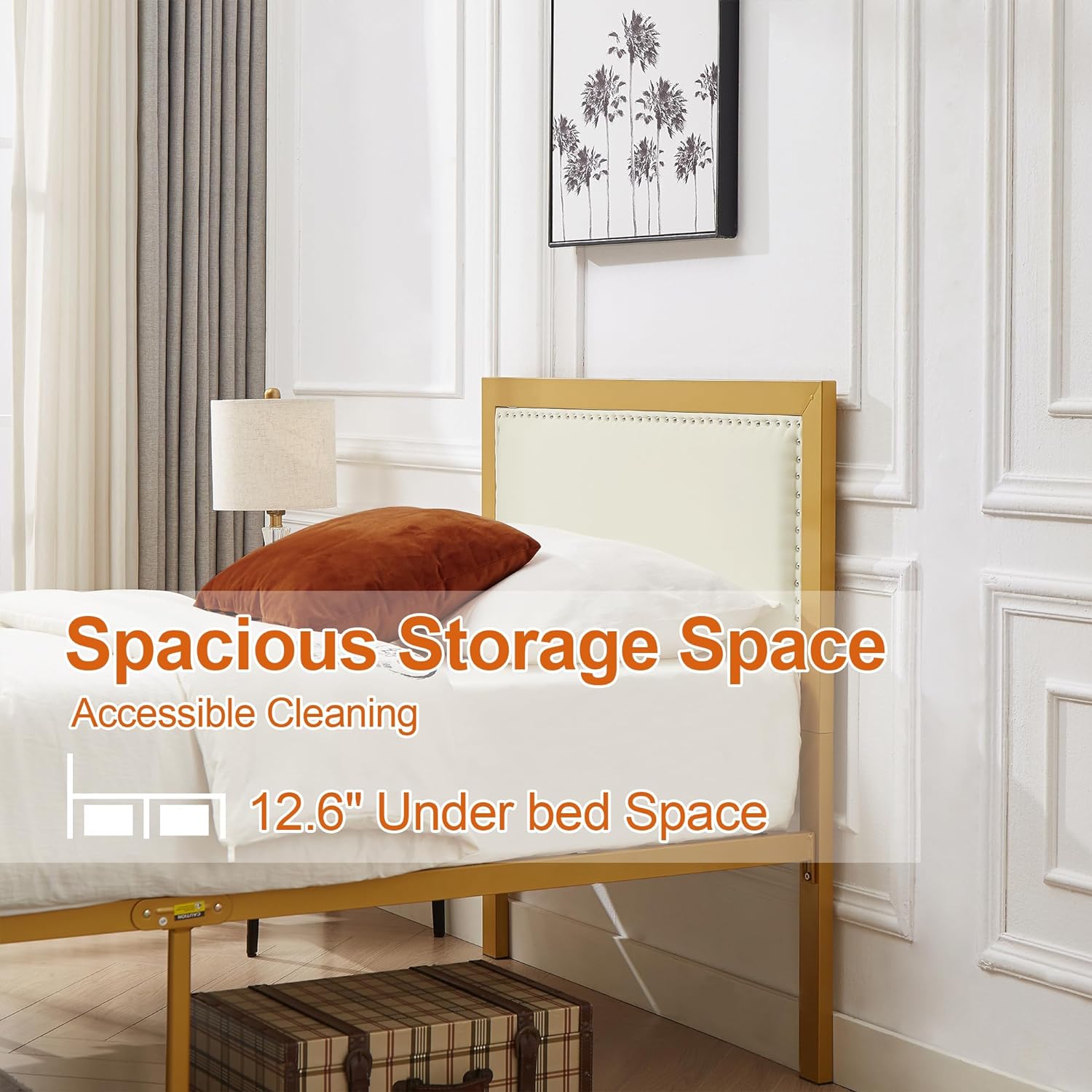 VECELO Bed Frame with Linen Fabric Headboard and Footboard No Box Spring Needed - VECELO