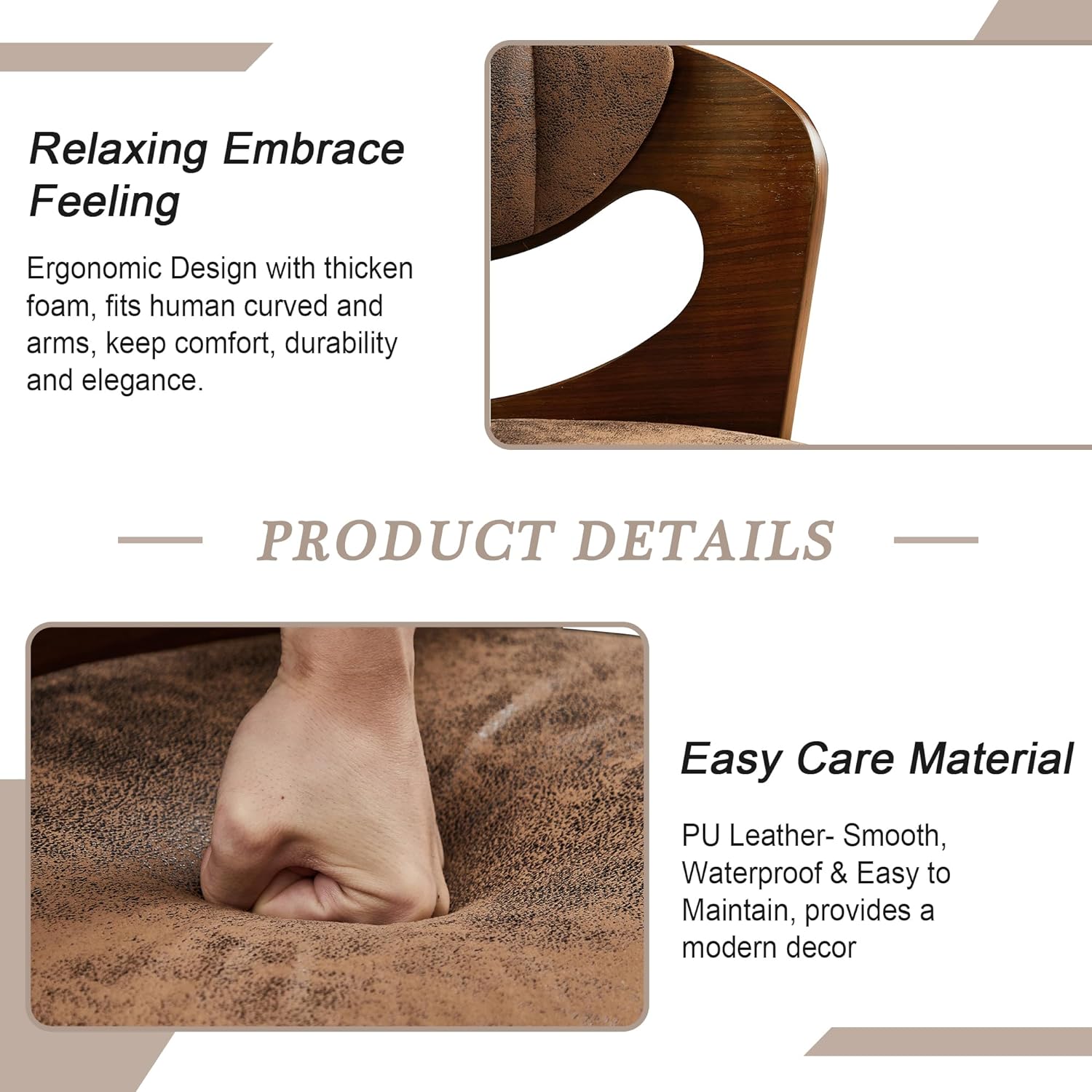 VECELO Bar Stool Set of 2,Counter Height Stools with Bentwood Back - VECELO