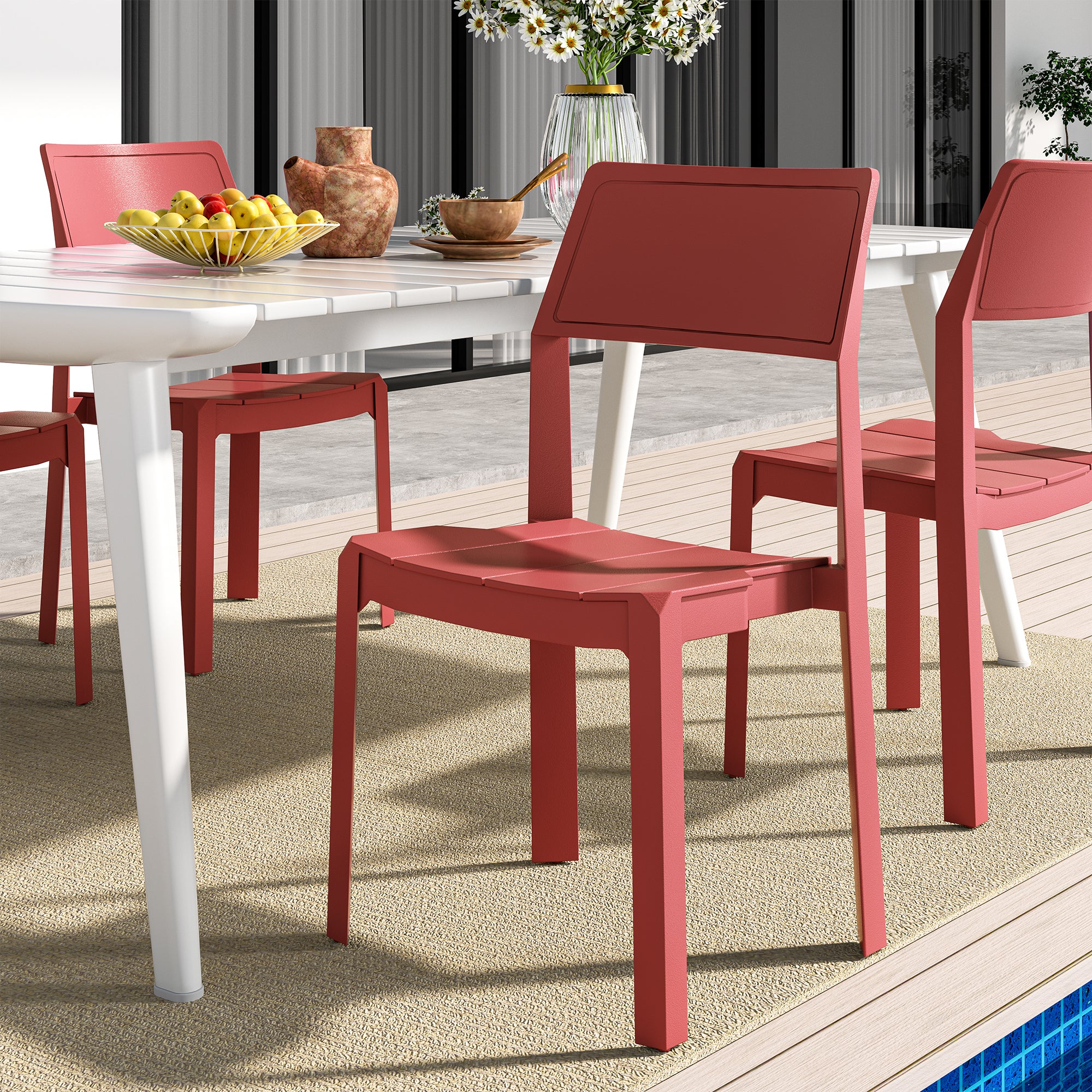 VECELO Dining Chairs Set of 4, Stackable Plastic Kitchen Chairs