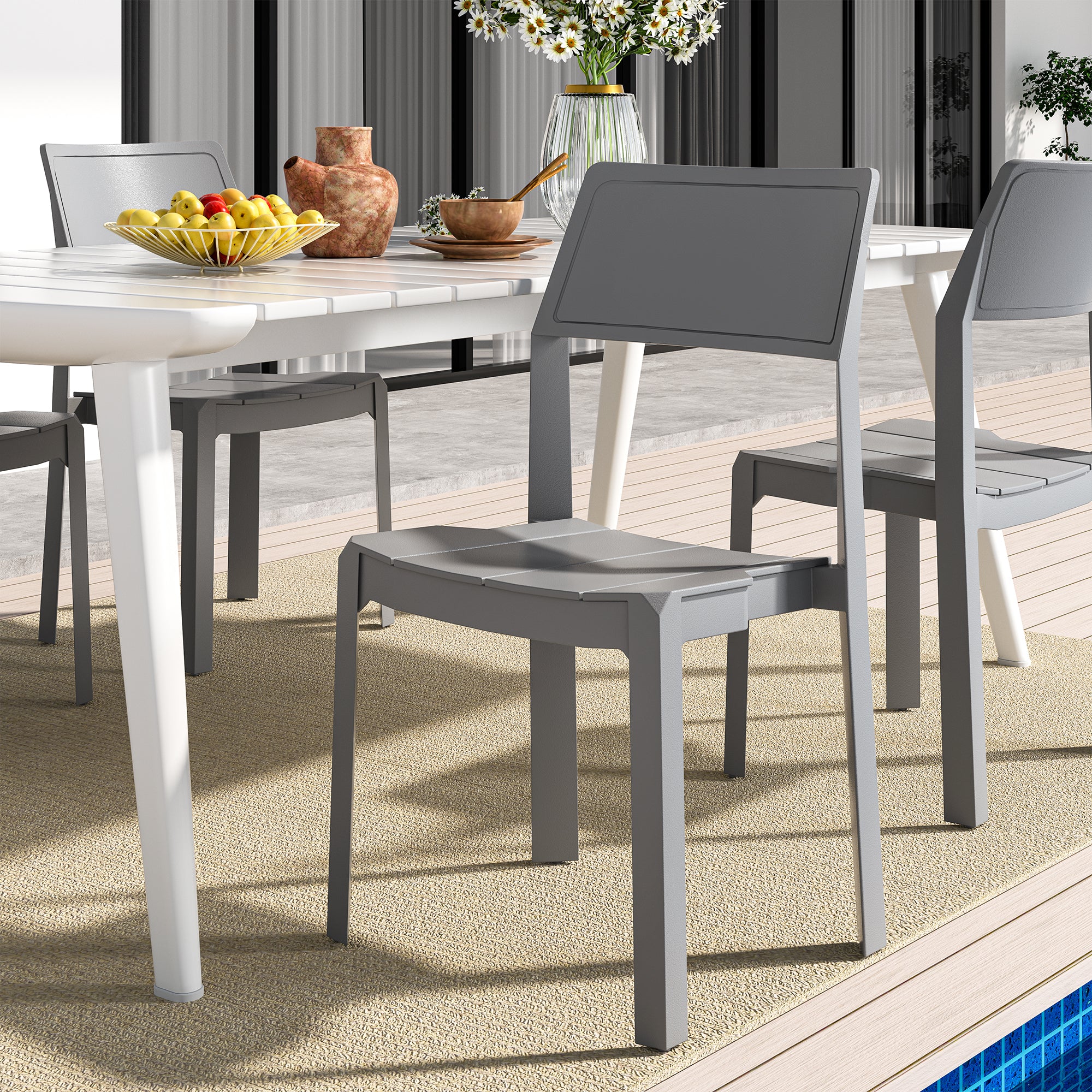 VECELO Dining Chairs Set of 4, Stackable Plastic Kitchen Chairs