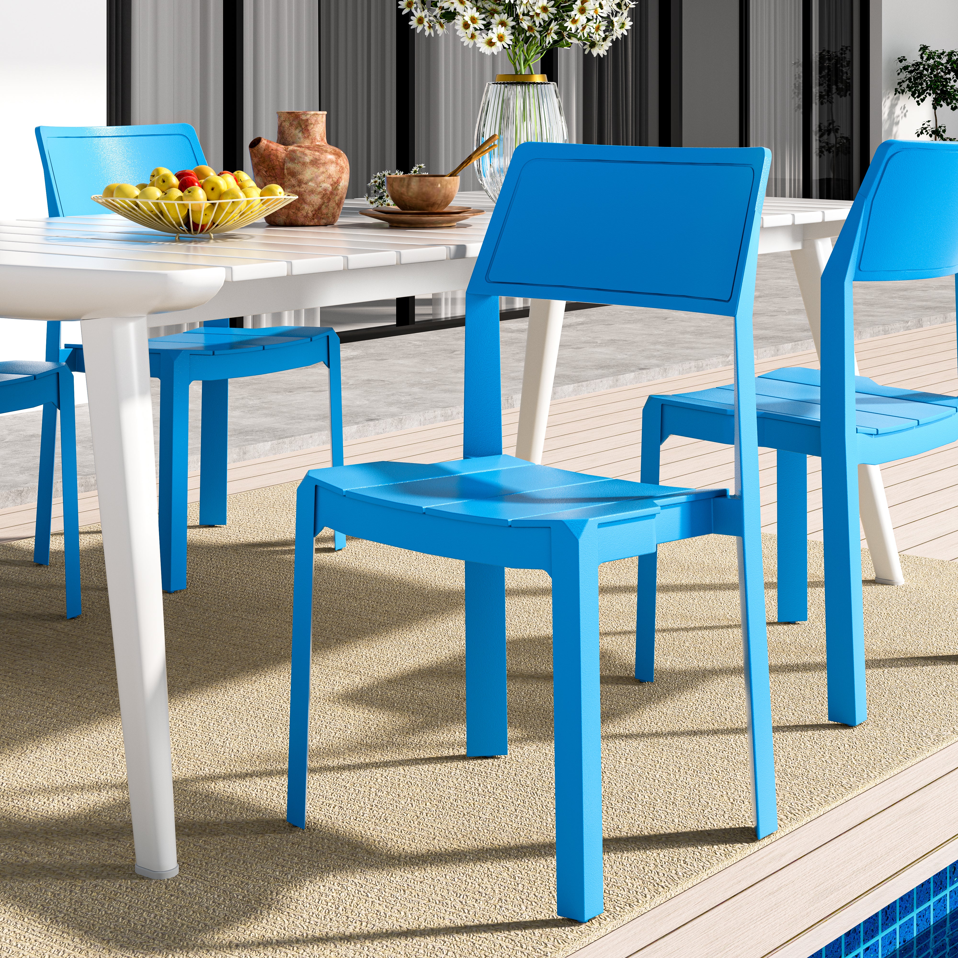 VECELO Dining Chairs Set of 4, Stackable Plastic Kitchen Chairs