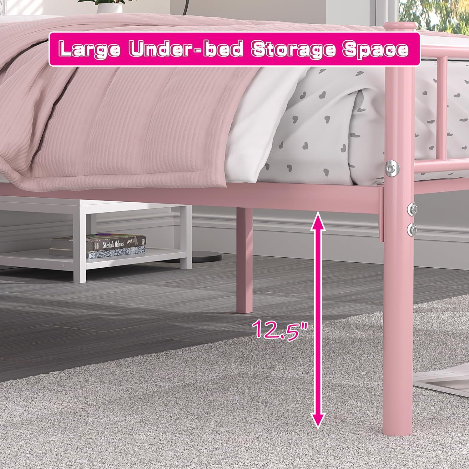 VECELO Metal Platform Bed Frame Mattress Foundation Decorative Headboard & Footboard - VECELO