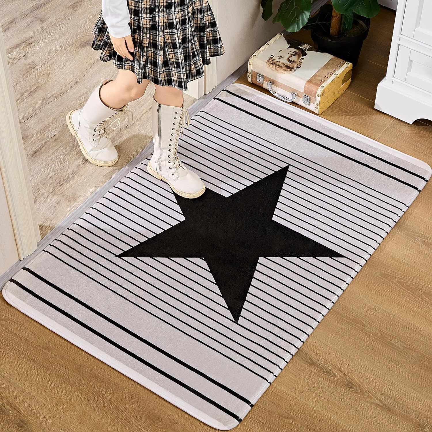 VECELO Front Door Mat Indoor Welcome Mat Outdoor, Absorbent Muddy Kitchen Rugs