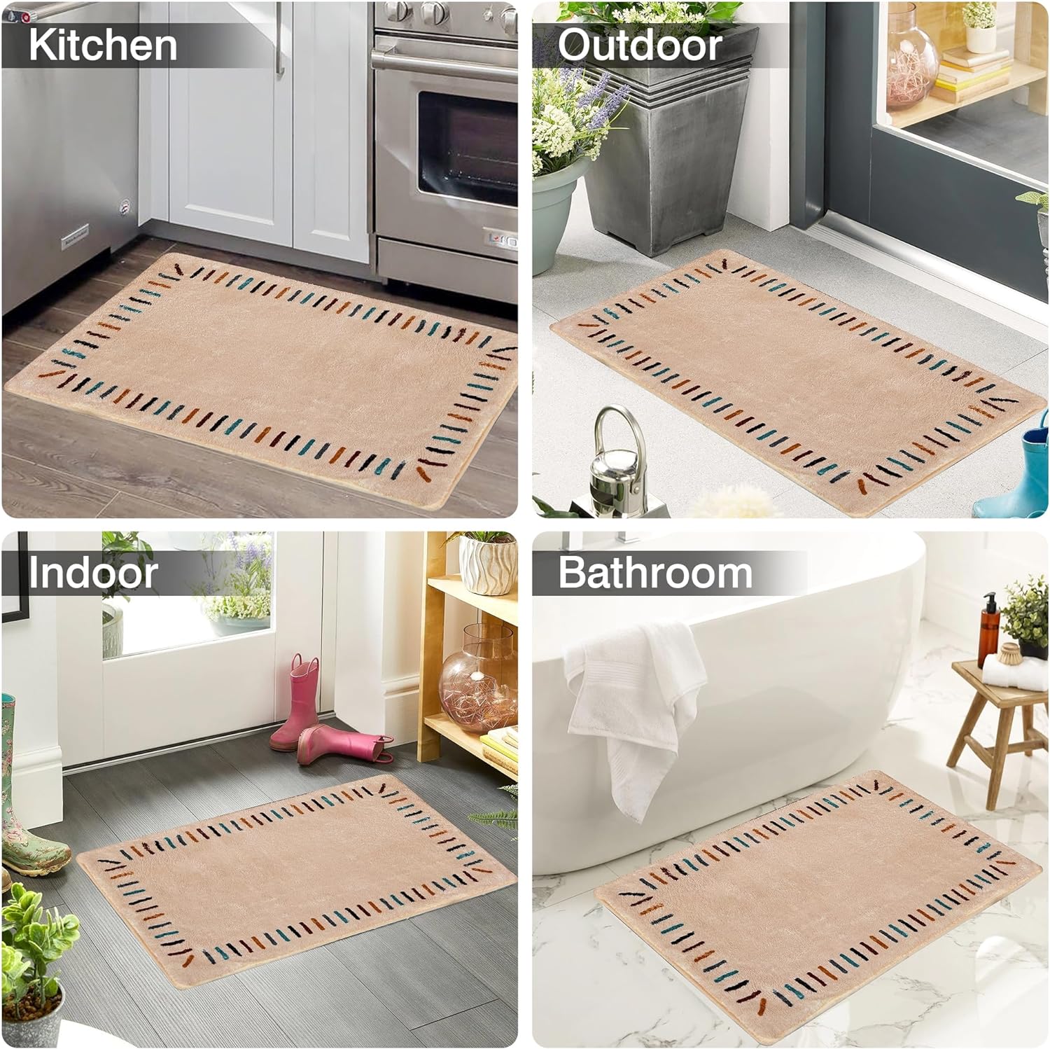 VECELO Outdoor Front Door Mat Outside Entrance, Low-Profile Welcome Mat - VECELO