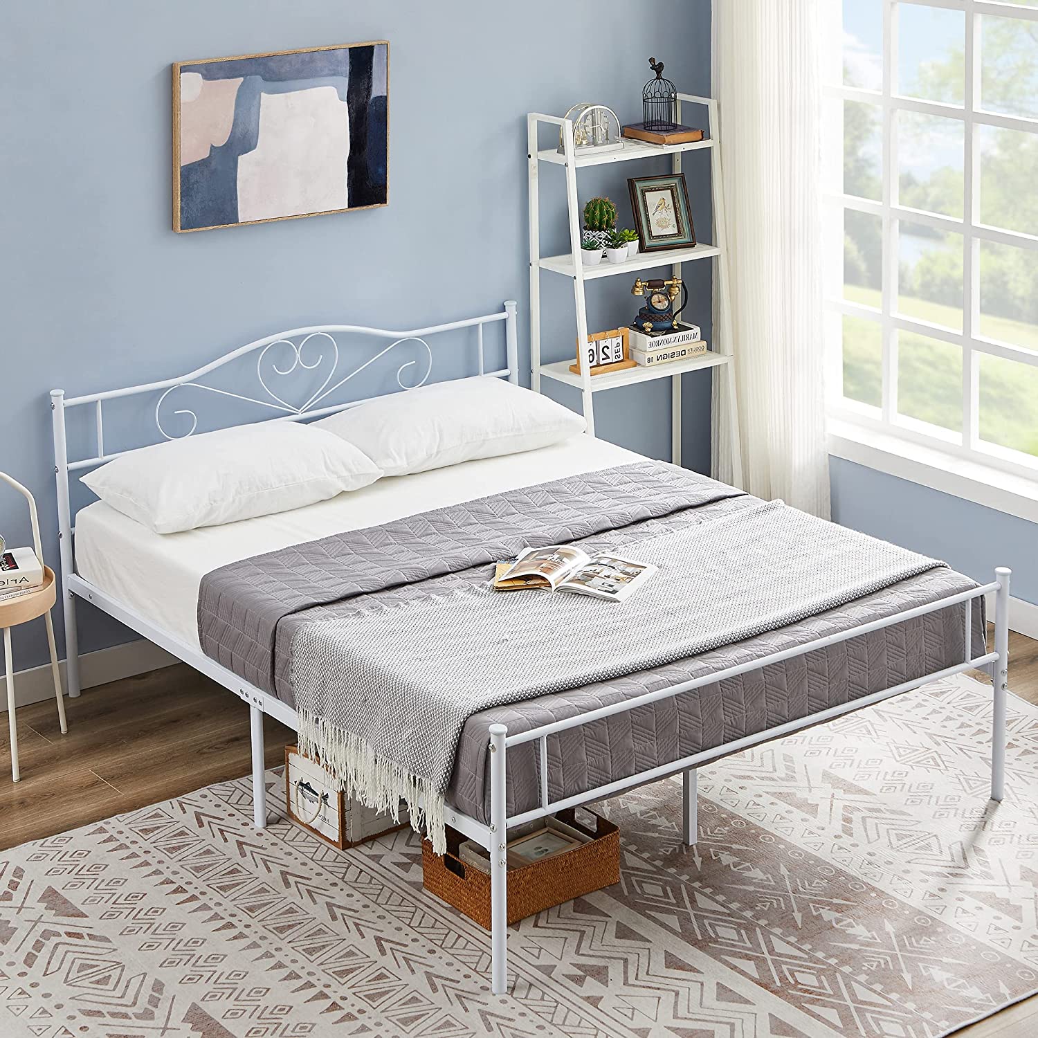 VECELO Metal Platform Bed Frame Mattress Foundation Decorative Headboard & Footboard - VECELO