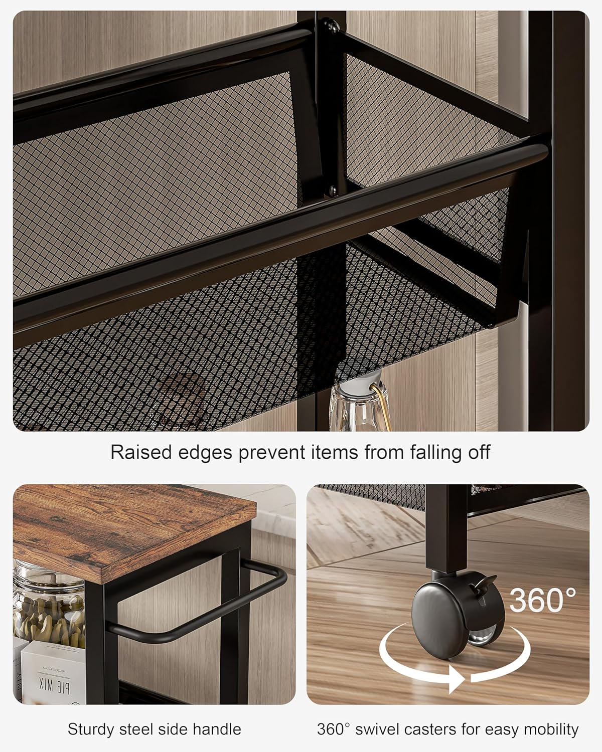 VECELO 4 Tier Slim Rolling Cart Organizer