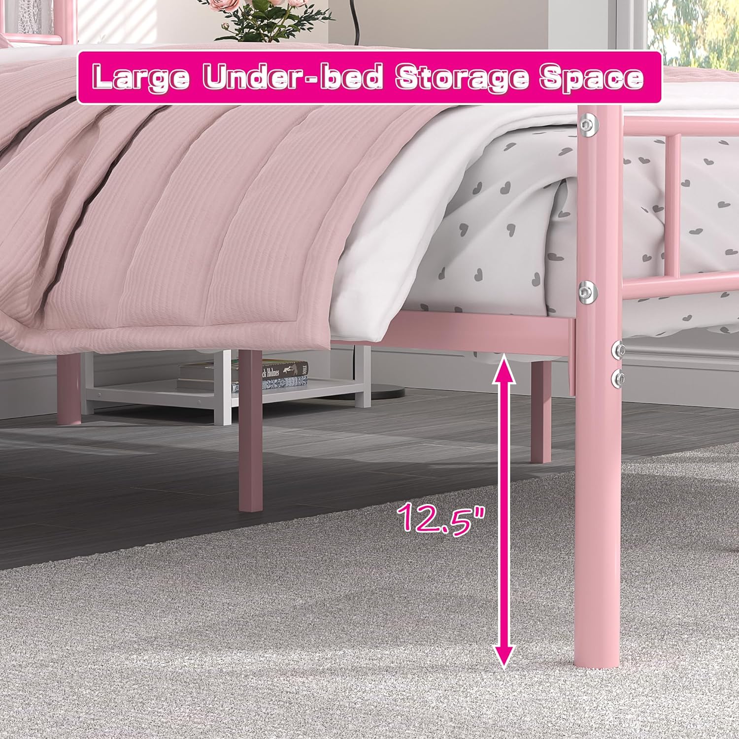 VECELO Metal Platform Bed Frame Mattress Foundation Decorative Headboard & Footboard - VECELO