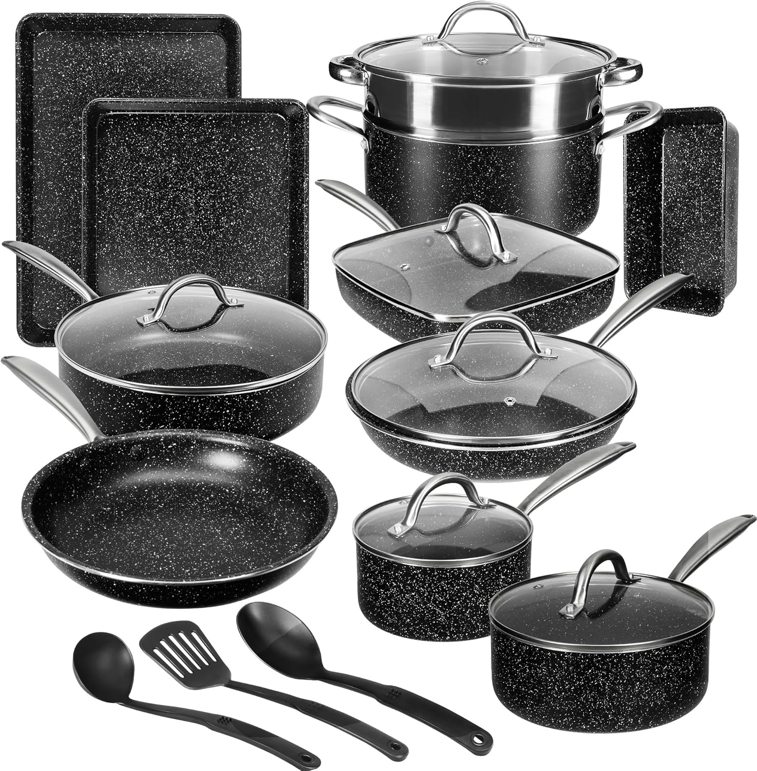 VECELO 20pcs Pots and Pans Set Non Stick - VECELO