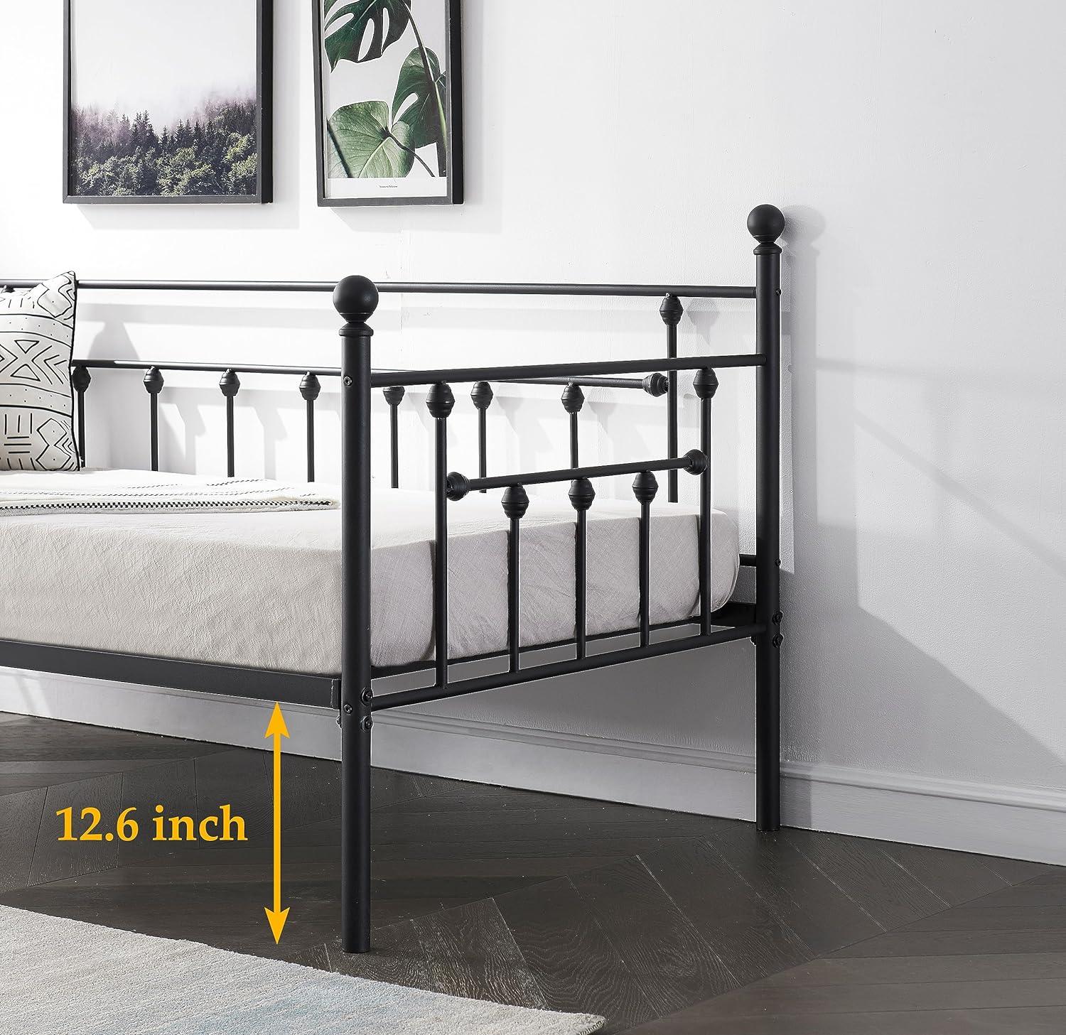 VECELO Daybed Frame, Twin Size Metal Platform Bed with Headboard - VECELO