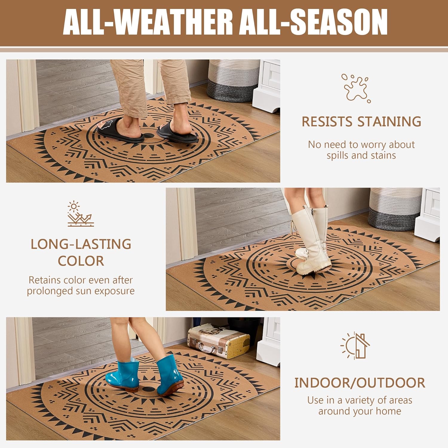 VECELO Front Door Mat Indoor Welcome Mat Outdoor, Absorbent Muddy Kitchen Rugs