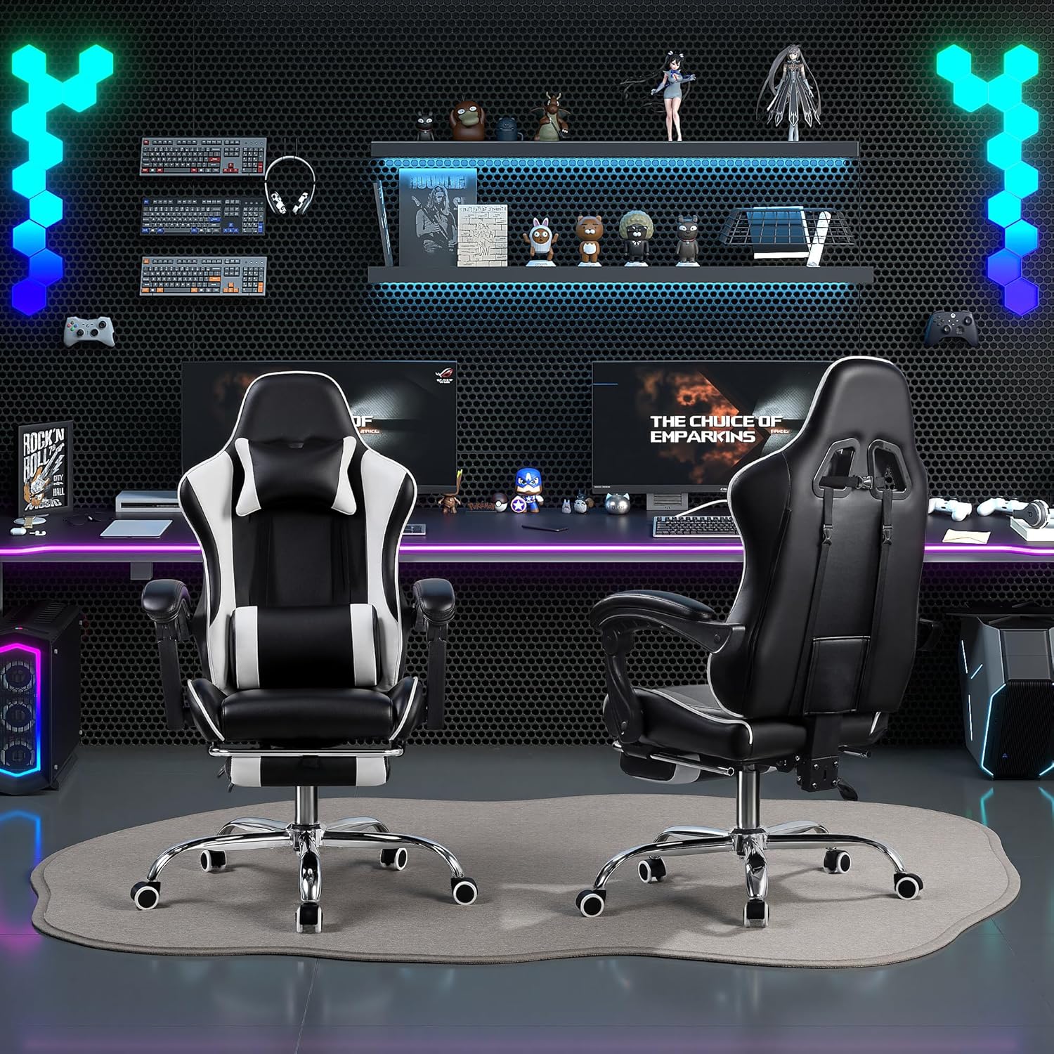 VECELO Ergonomic Gaming Chair with Footrest