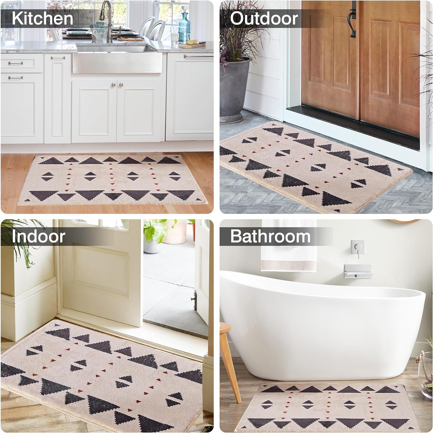 VECELO Outdoor Front Door Mat Outside Entrance, Low-Profile Welcome Mat - VECELO