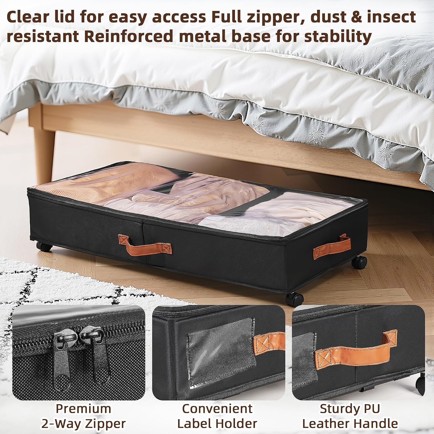VECELO Under Bed Storage with Wheels