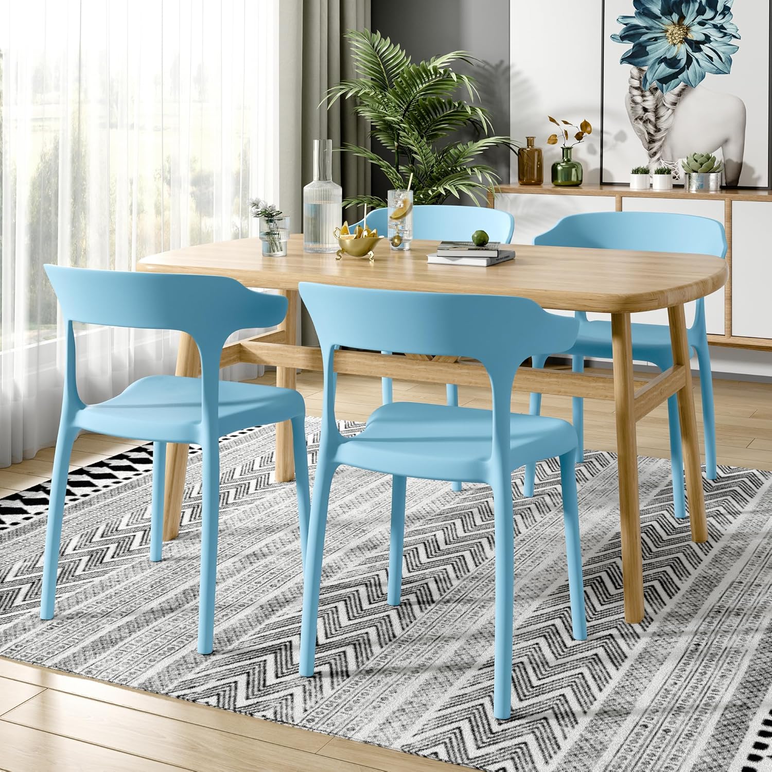 VECELO 4 Pack Plastic Stacking Chairs