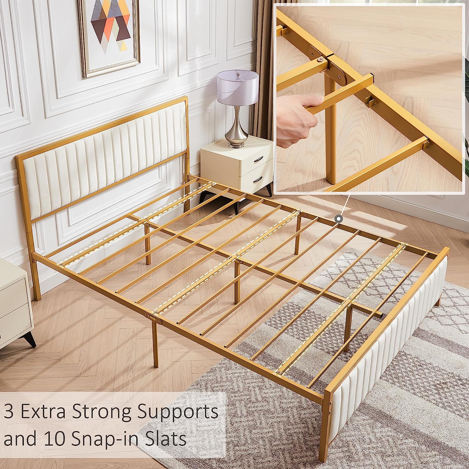 VECELO Bed Frame with Upholstered Tufted Headboard & Footboard - VECELO