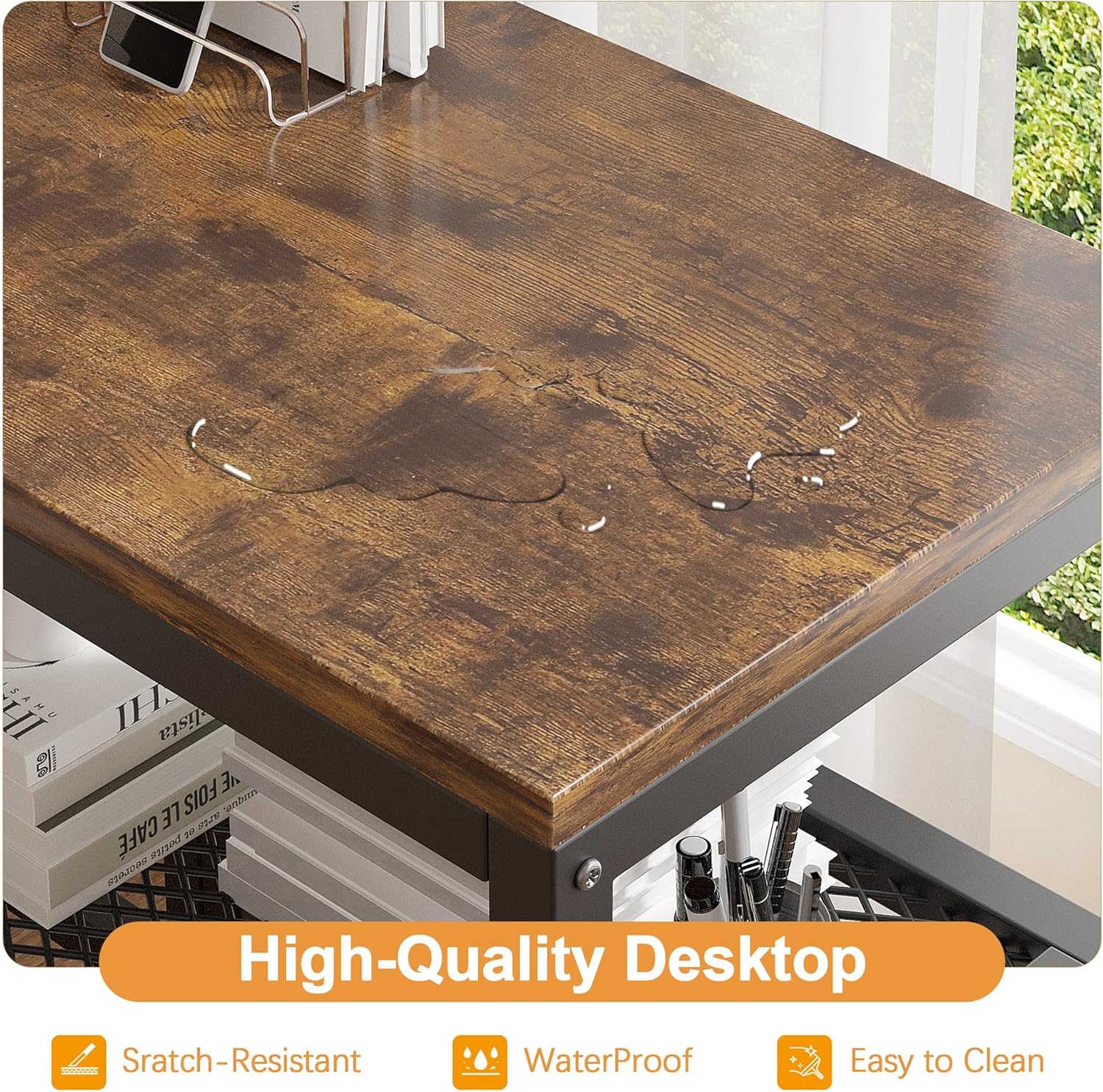 VECELO L Shaped Computer Desk with Storage Shelves & Bag