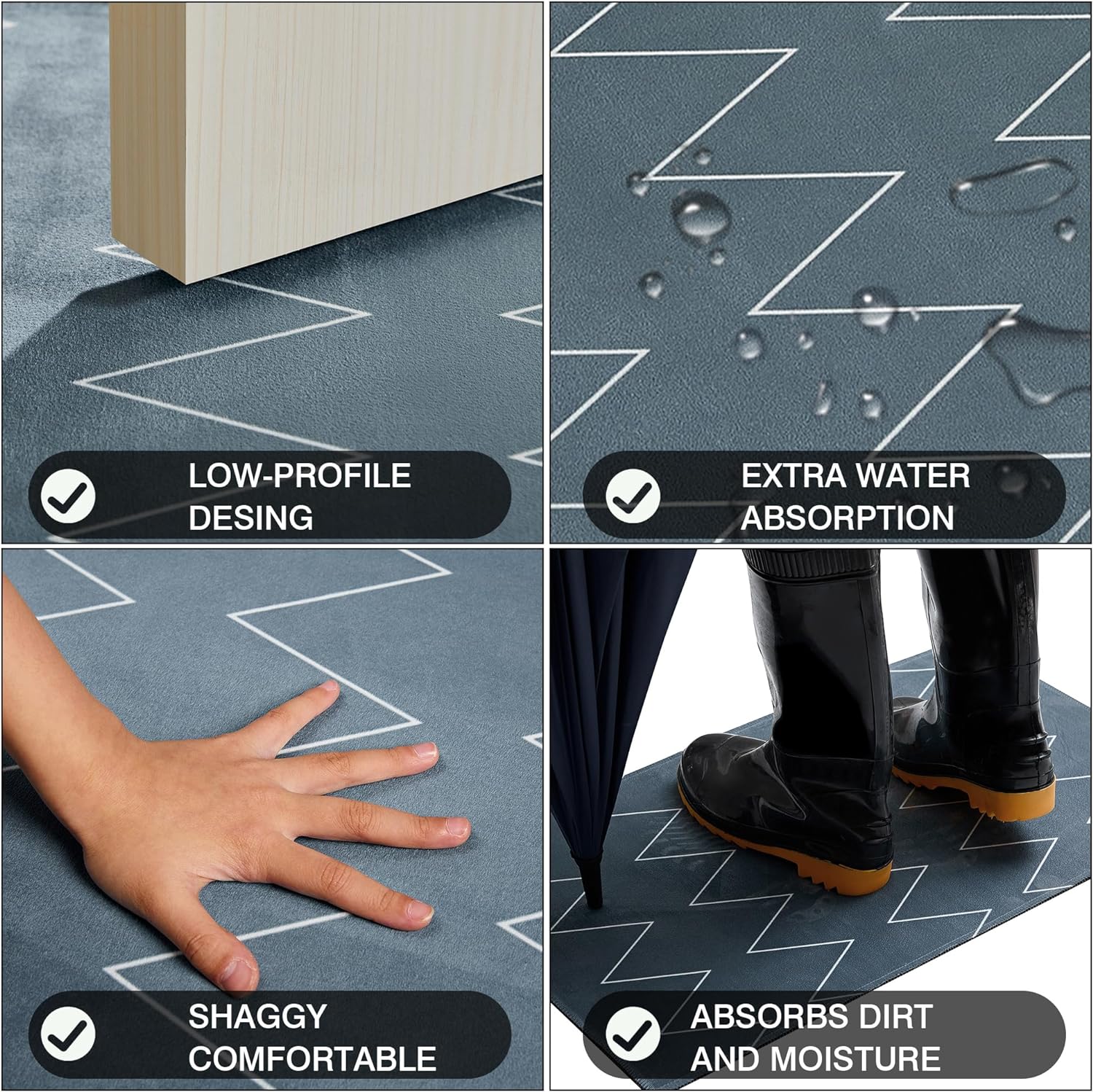 VECELO Outdoor Front Door Mat Outside Entrance, Low-Profile Welcome Mat - VECELO