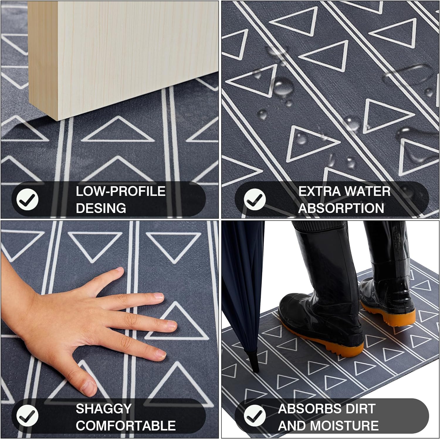 VECELO Outdoor Front Door Mat Outside Entrance, Low-Profile Welcome Mat - VECELO