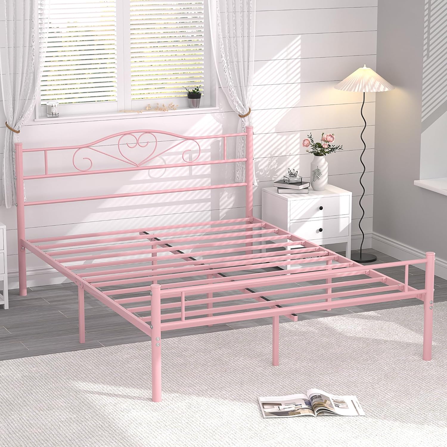 VECELO Metal Platform Bed Frame Mattress Foundation Decorative Headboard & Footboard - VECELO