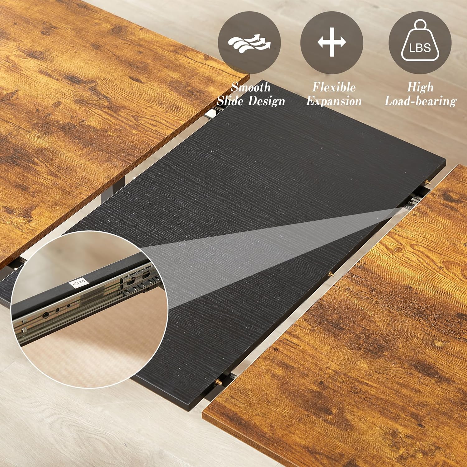 VECELO 3-Piece 63" Extendable Kitchen Table with Benches - VECELO