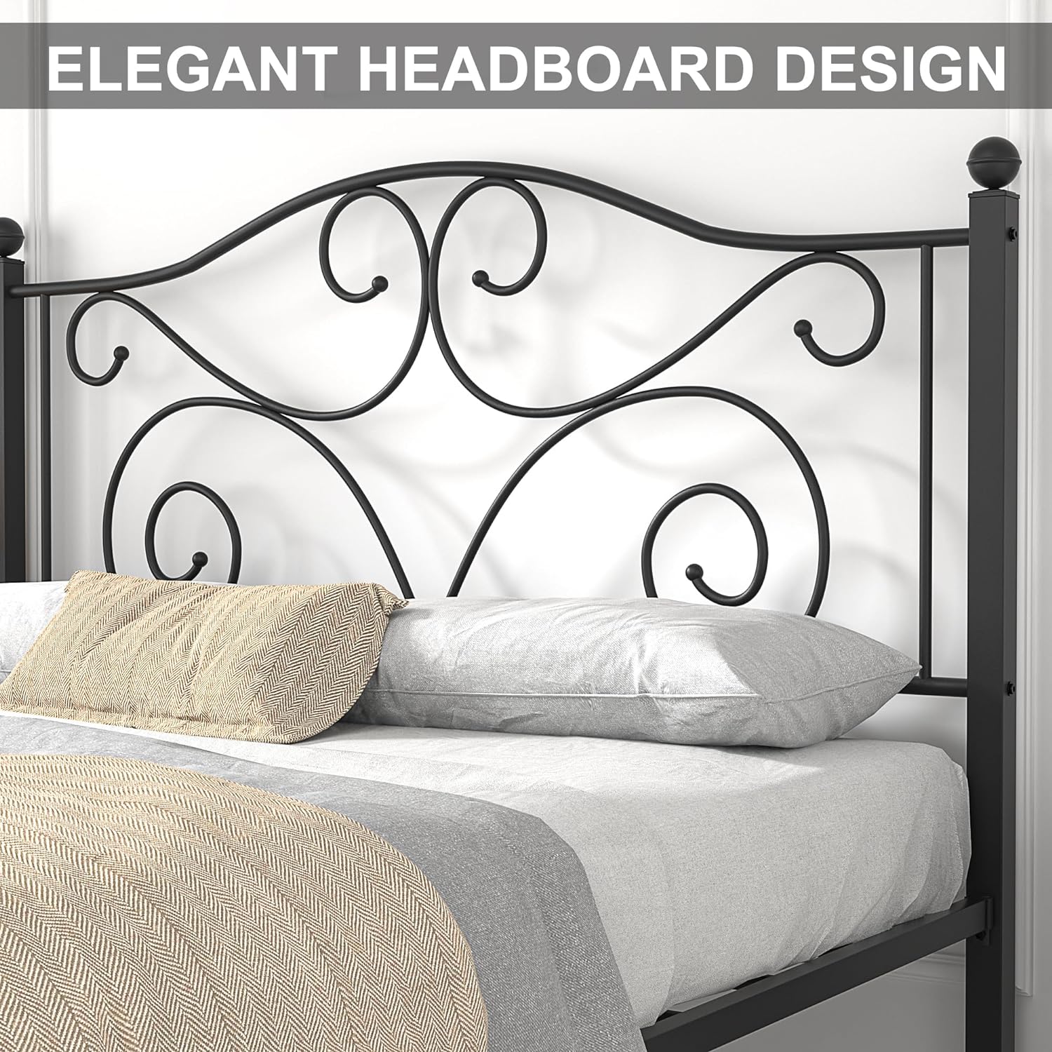 VECELO Classic Metal Bed Frame Mattress Foundation - VECELO