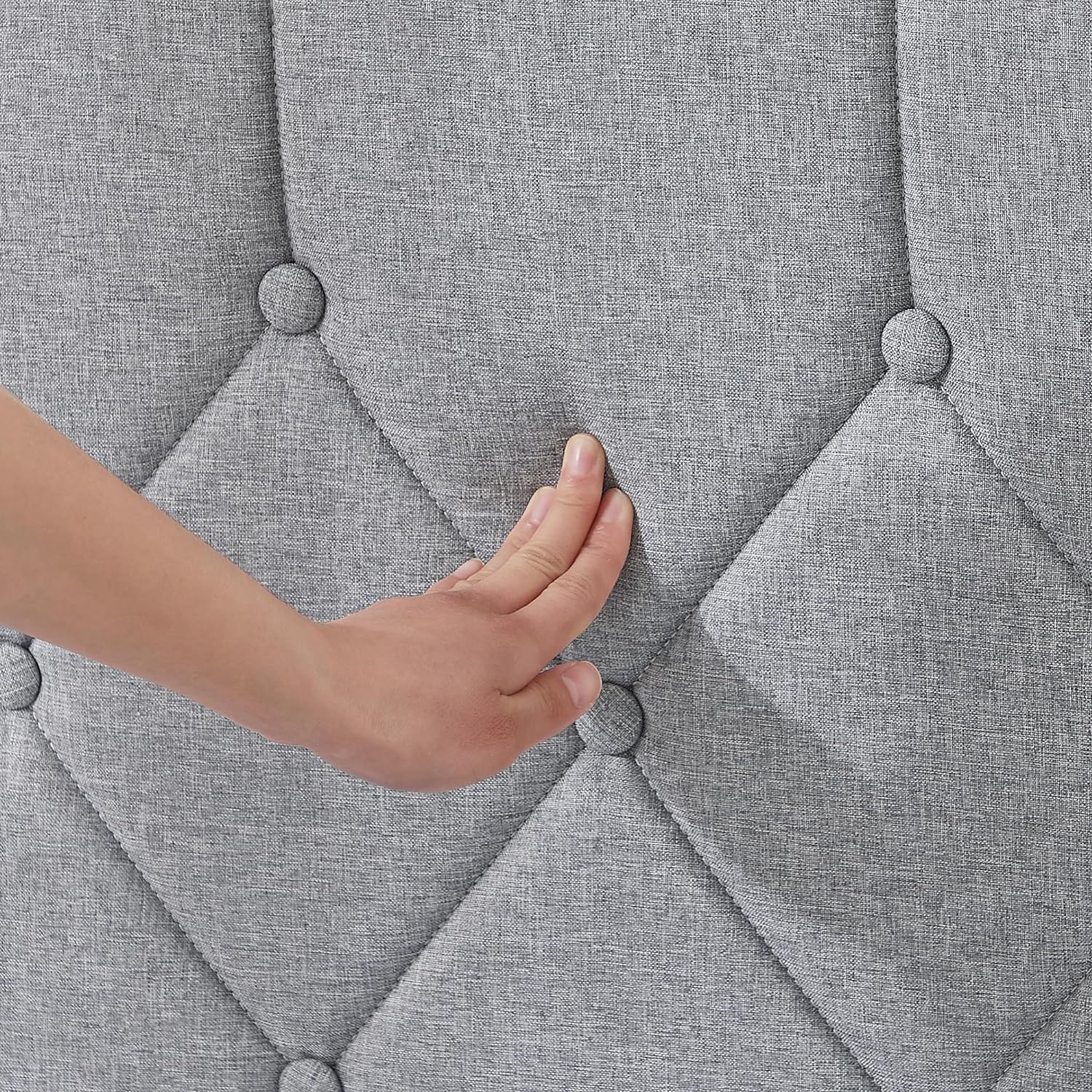 VECELO Bed Frame, Upholstered Platform with Adjustable Diamond Tufted Headboard