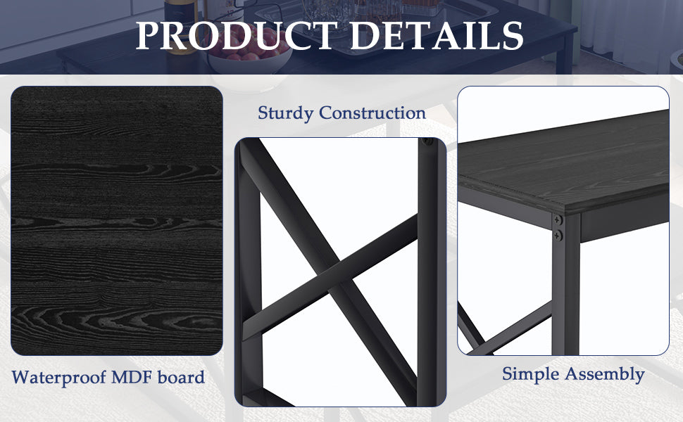 VECELO Kitchen Table with 2 Benches for 4 - VECELO