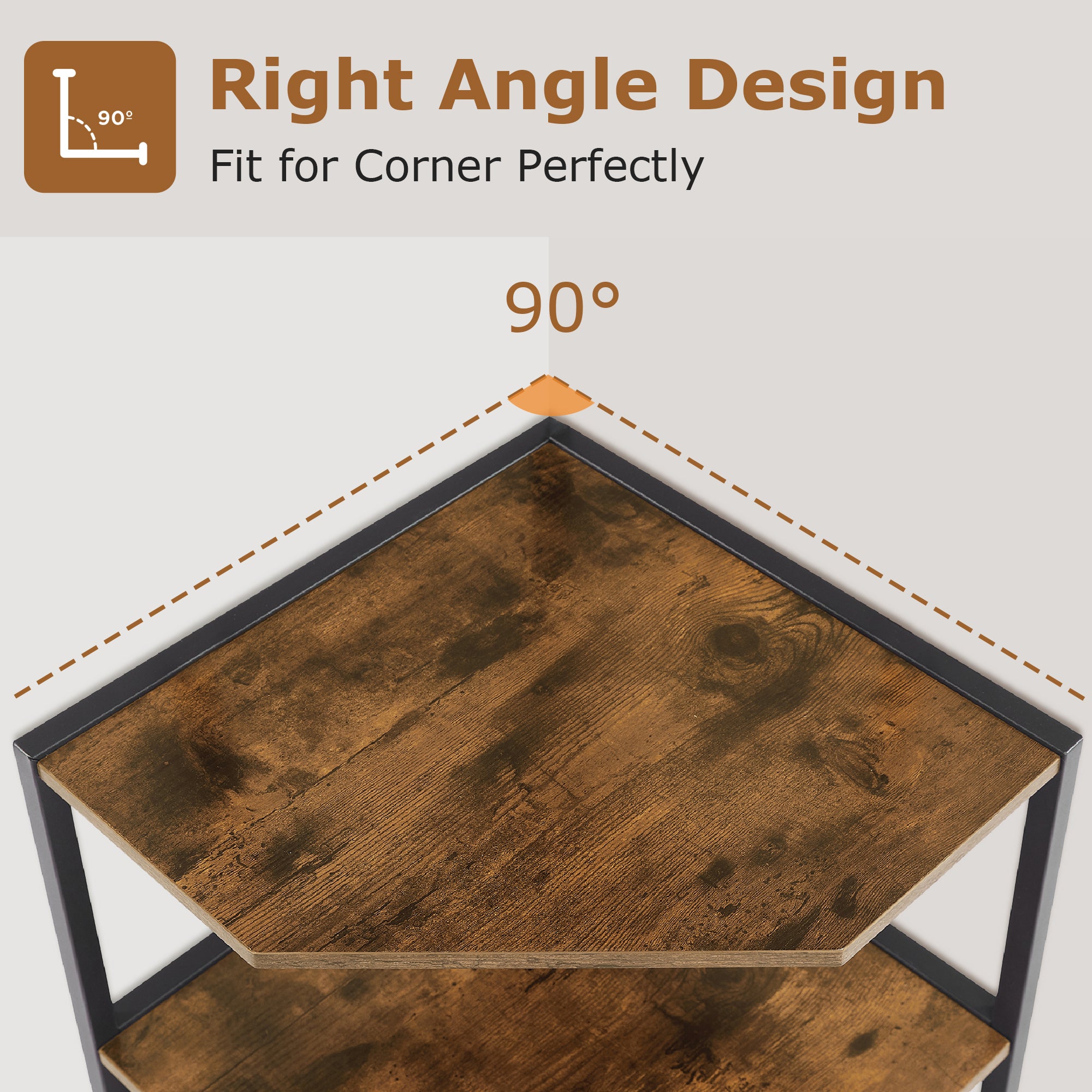 VECELO 31" Tall Corner Shelf/4-Tier Display Shelves with Metal Frame