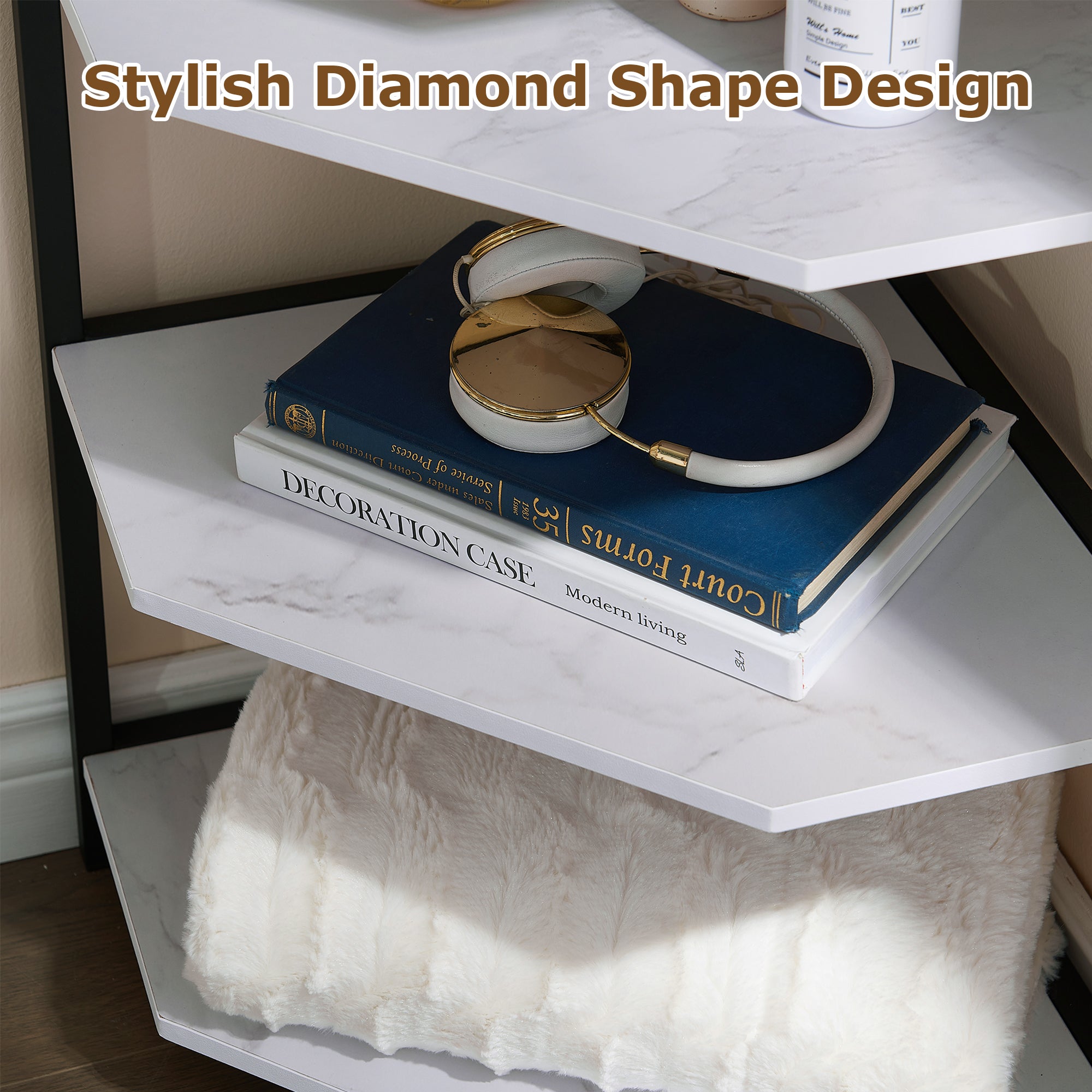 VECELO 31" Tall Corner Shelf/4-Tier Display Shelves with Metal Frame