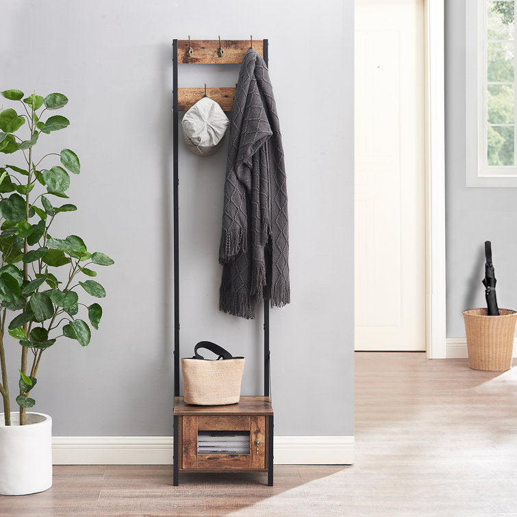 VECELO Tall Clothes Stand Freestanding with Shoe Storage Entryway Coat Rack - VECELO