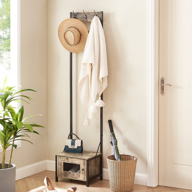 VECELO Tall Clothes Stand Freestanding with Shoe Storage Entryway Coat Rack - VECELO